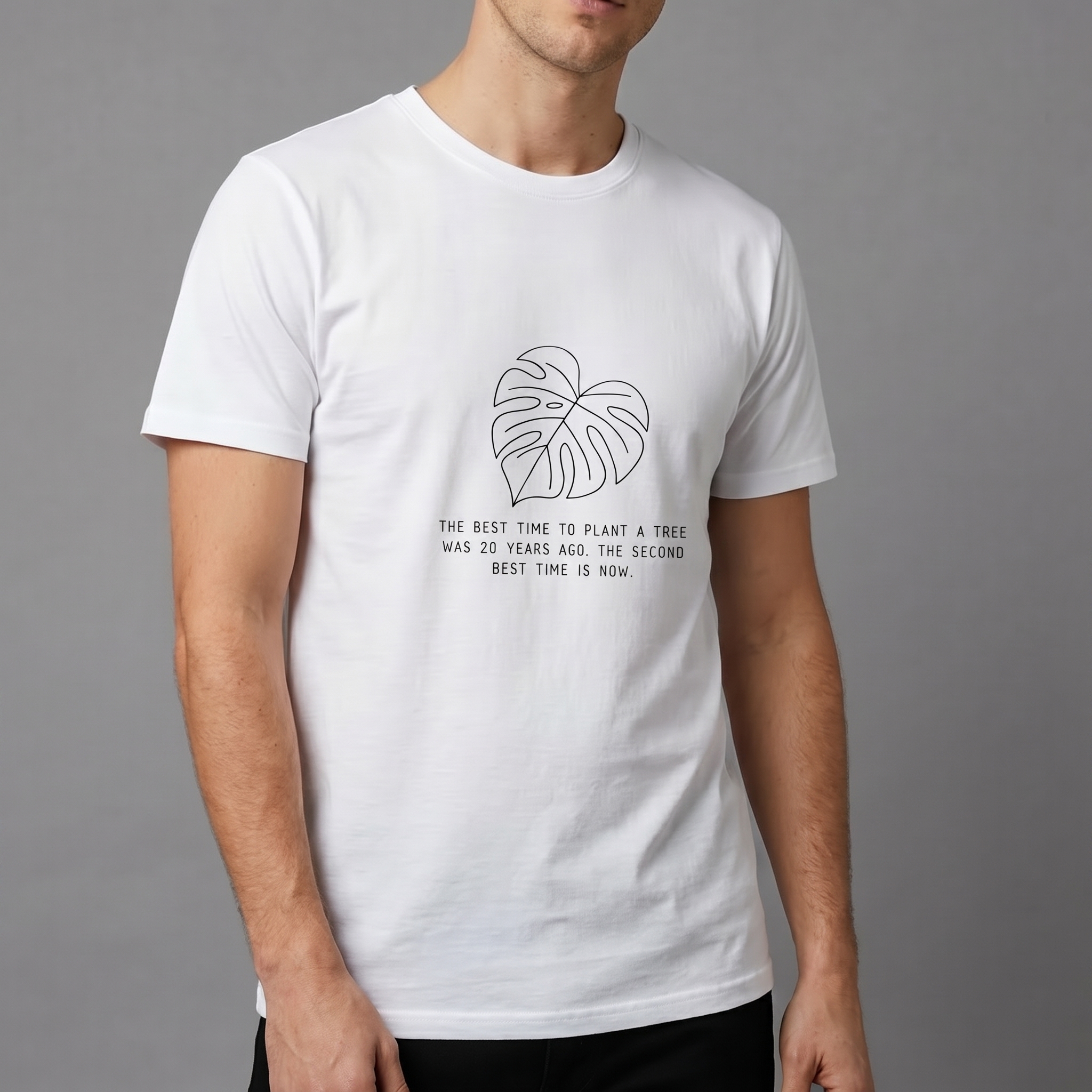 Monstera Line Art T-Shirt — 'You Were There To Plant A Tree' Minimal Botanical Tee product thumbnail image Monstera Line Art T-Shirt — 'You Were There To Plant A Tree' Minimal Botanical Tee product thumbnail image