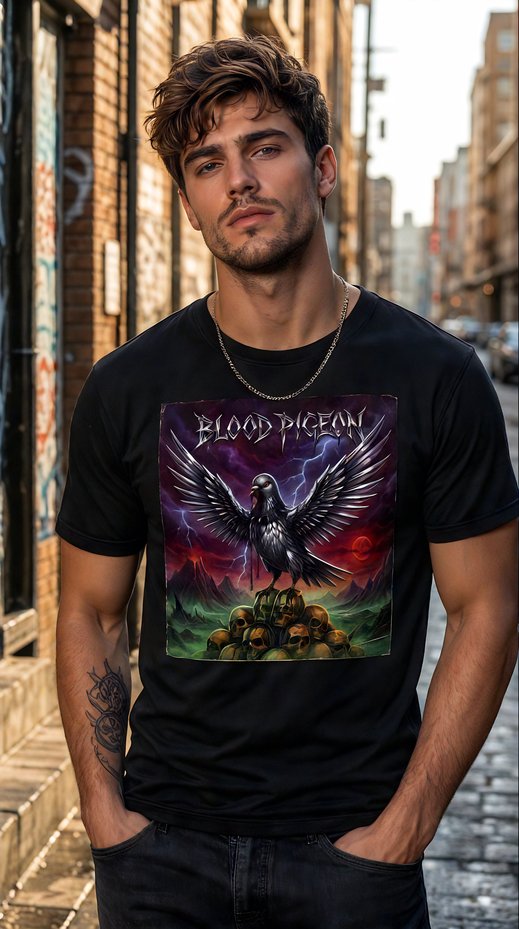 Blood Pigeon band T-Shirt | Dark Fantasy Metal Album Art product thumbnail image Blood Pigeon band T-Shirt | Dark Fantasy Metal Album Art product thumbnail image