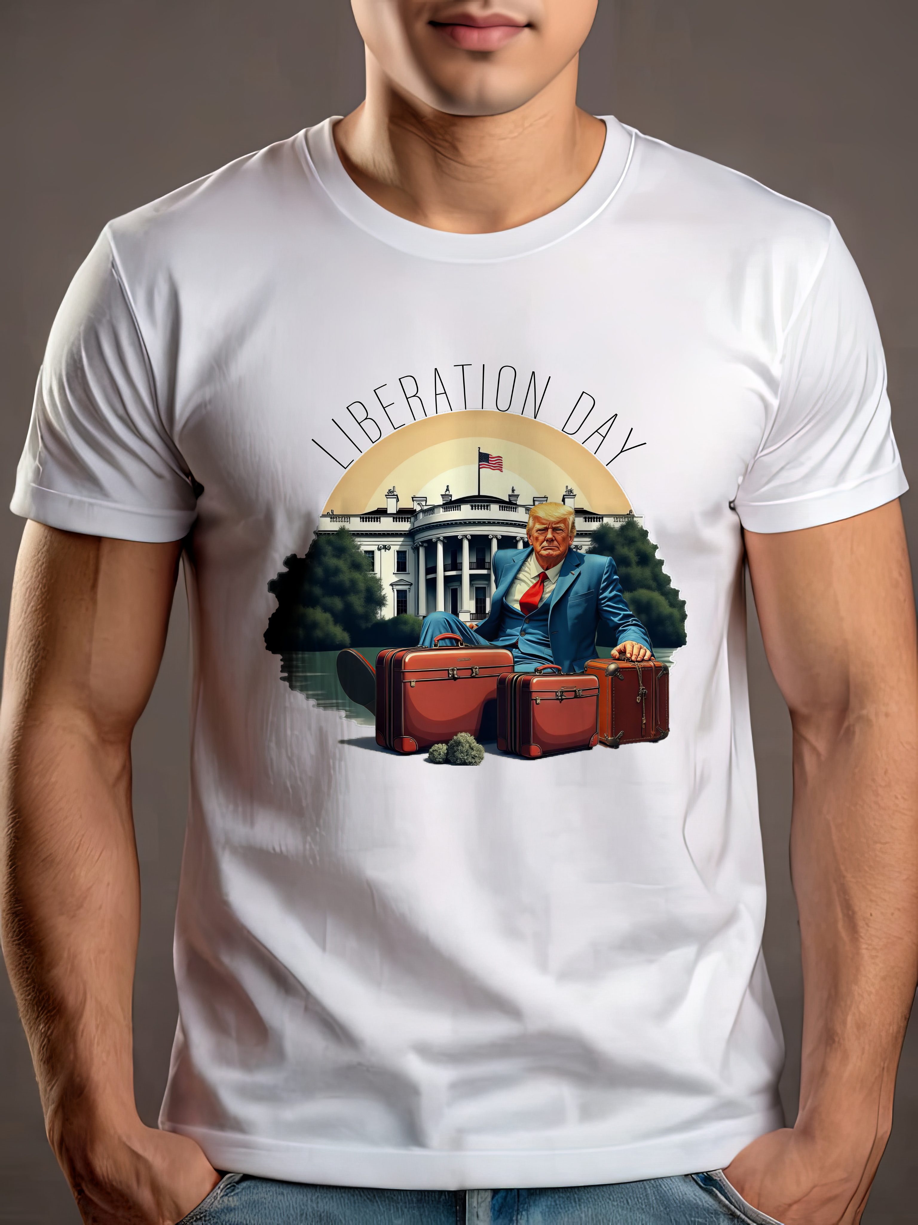 Liberation Day T-Shirt, Trump Evicted Satire Tee with Protest Message and Bold Political Art, Anti Trump, Unisex Cotton Tee product thumbnail image