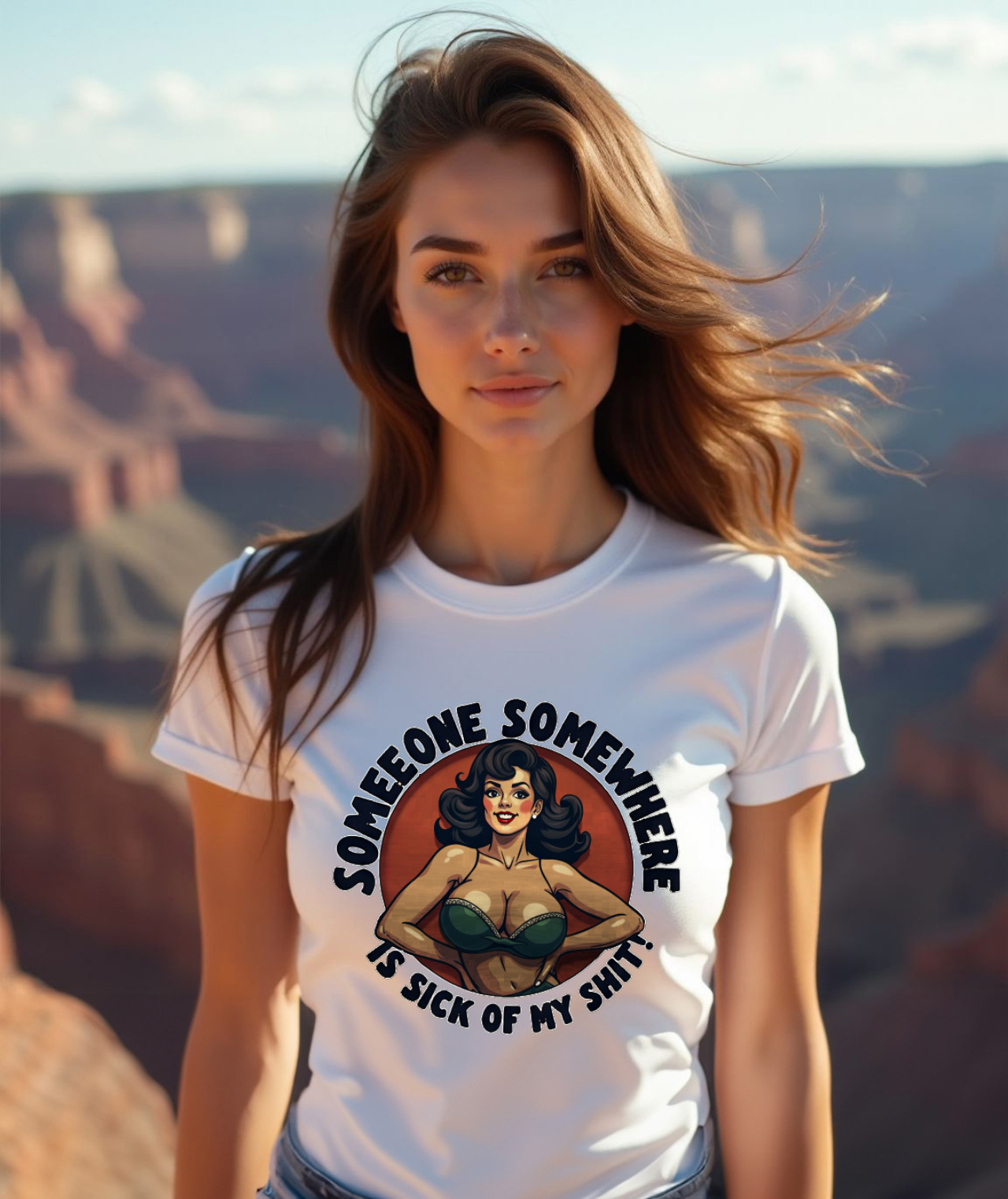 Someone Somewhere... Sassy Statement Tee, Cotton T-Shirt, Retro Logo Funny Meme Quote Shirt, Gift for Wife, Women's Sarcasm Top product thumbnail image Someone Somewhere... Sassy Statement Tee, Cotton T-Shirt, Retro Logo Funny Meme Quote Shirt, Gift for Wife, Women's Sarcasm Top product thumbnail image