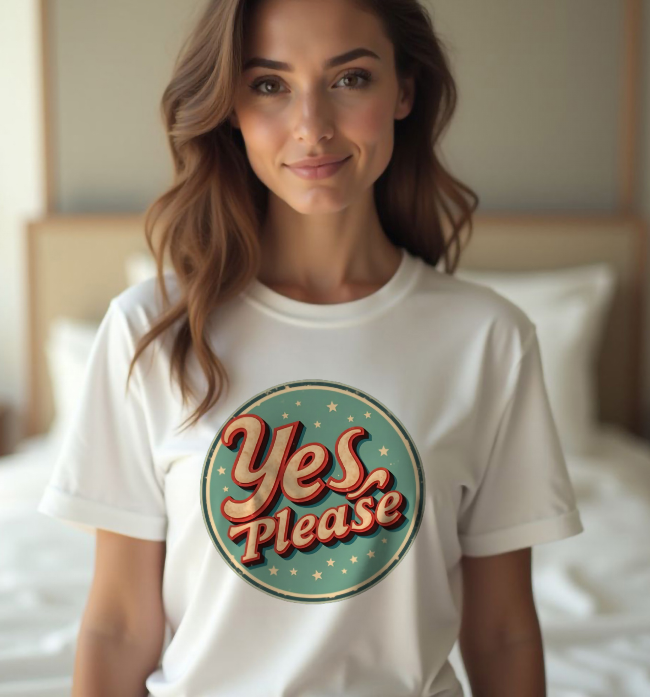 Positive Vibes Cotton Tee, Funny Quote Tshirt for Women, Yes Please Statement Shirt, Wife Gift, Motivational Clothing, Graphic Tee