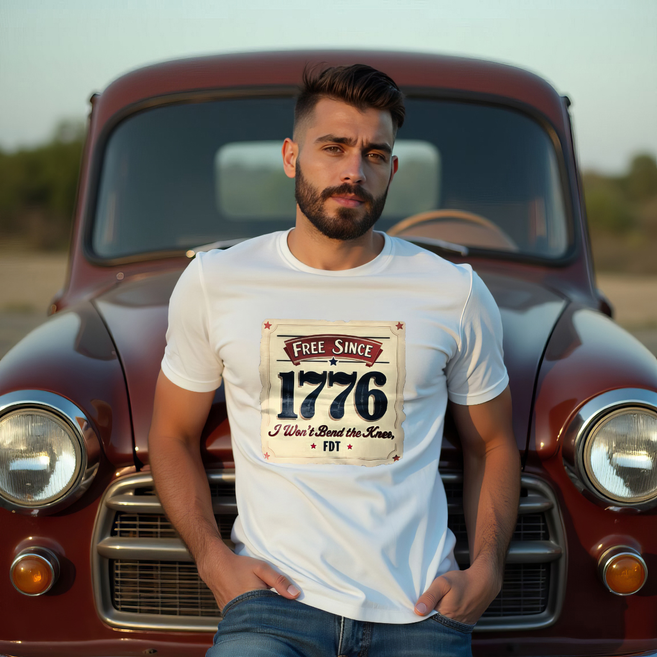 Political Satire Tee, Free Since 1776, I Won't Bend the Knee, FDT,  Anti-Trump Tshirt, End Corruption, Patriotic Freedom Rules Shirt product thumbnail image