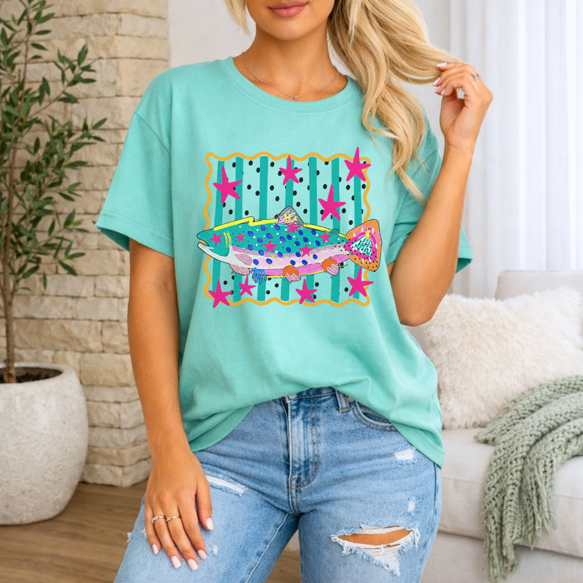 Trout Pop Art T‑Shirt — Colorful Fish Graphic Tee