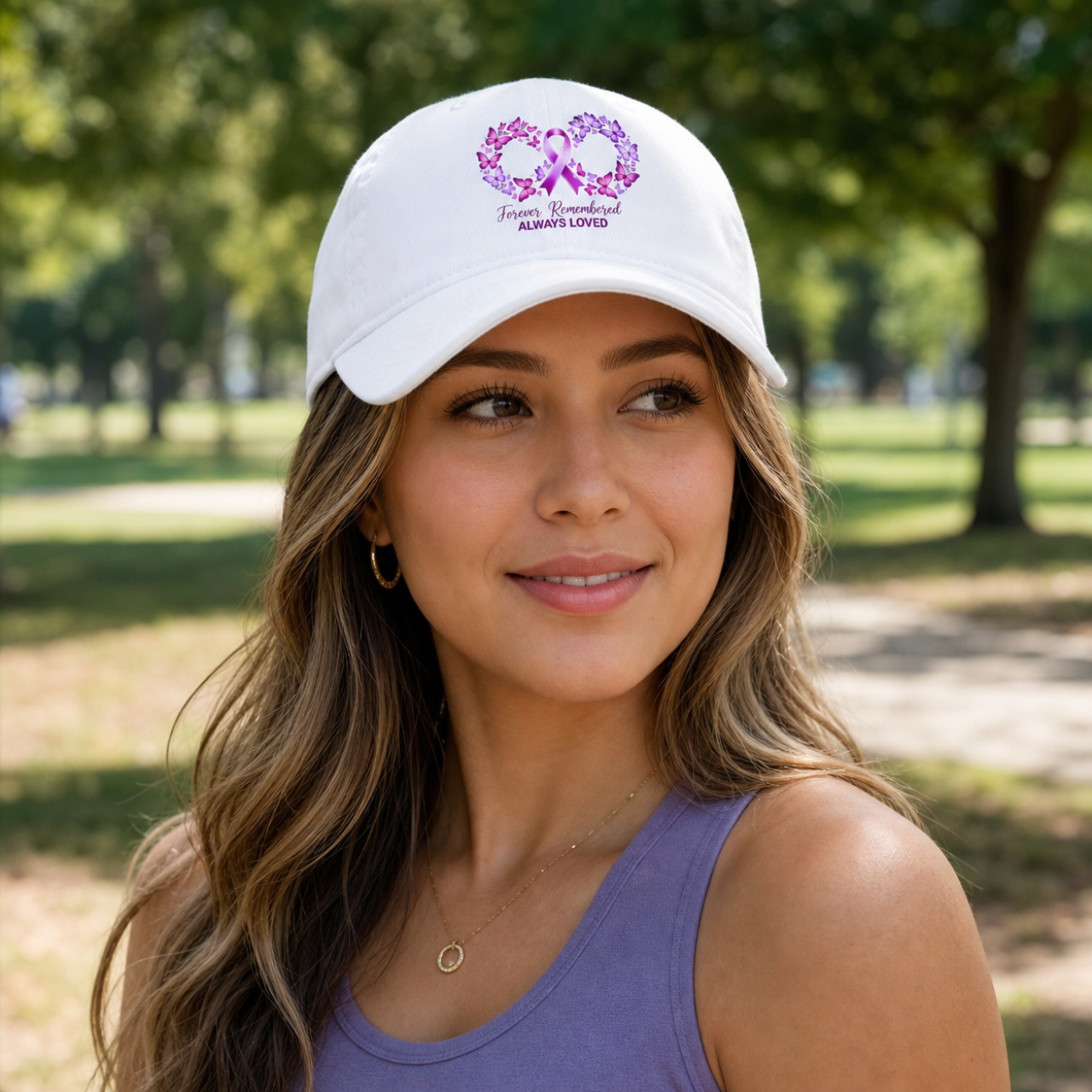 Alzheimer's Awareness Baseball Cap — Forever Remembered, Always Loved