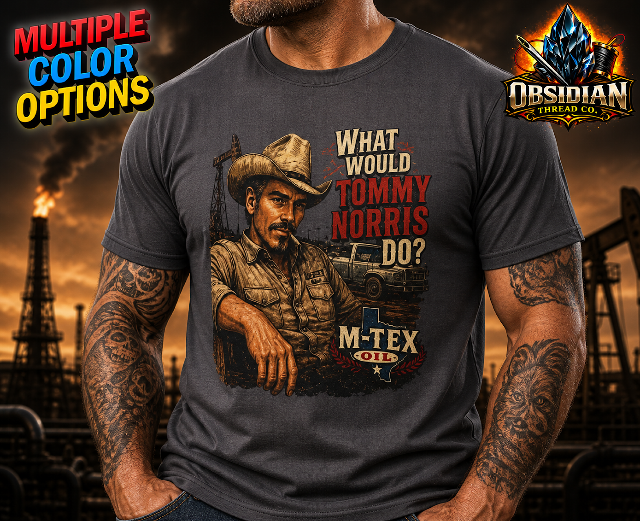 M-Tex Oil Shirt What Would Tommy Norris Do Landman Patch Cafe Tee Gift product thumbnail image