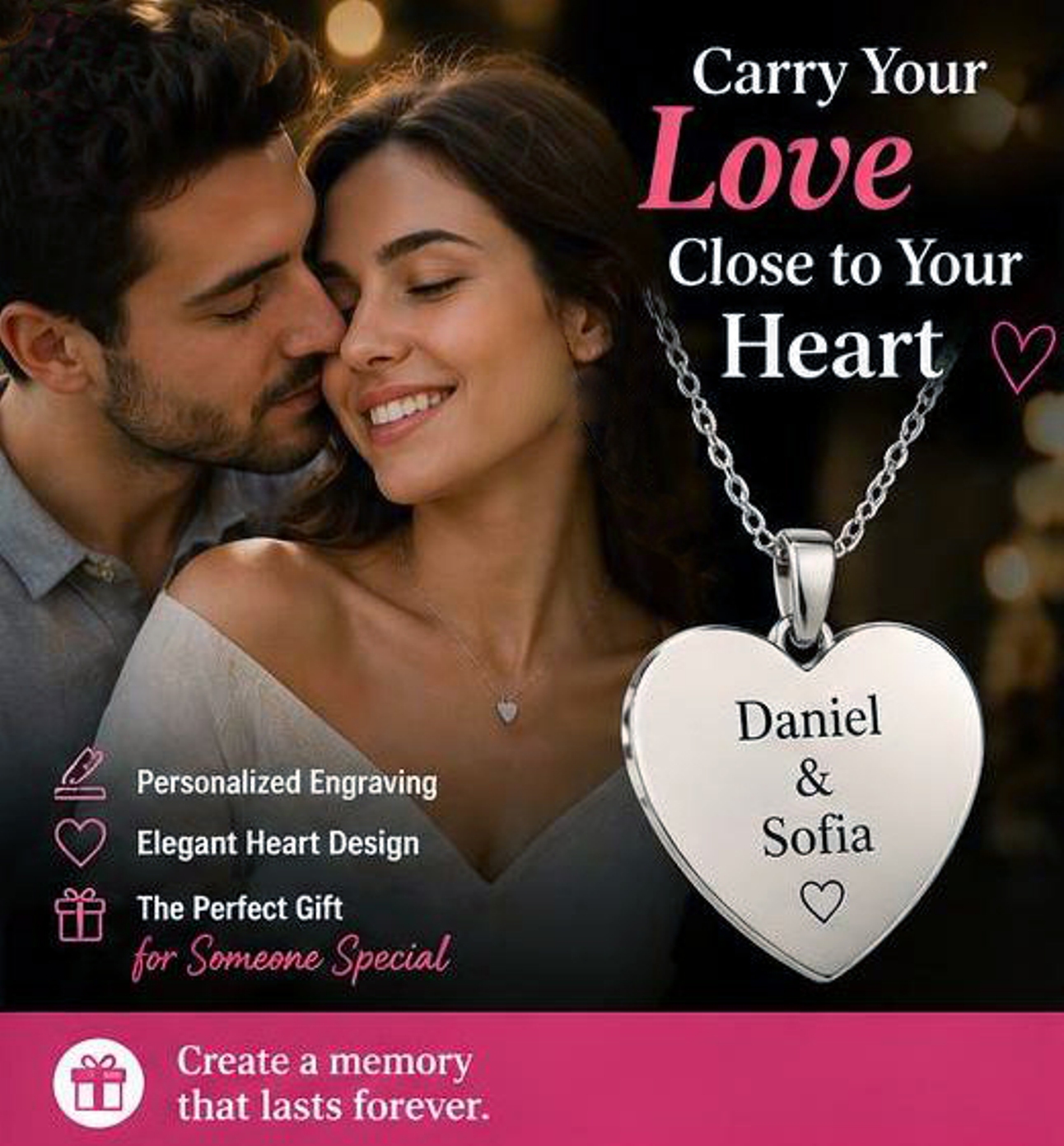 Create your Engravable Heart Necklace — Personalized Sterling Pendant Gift product thumbnail image