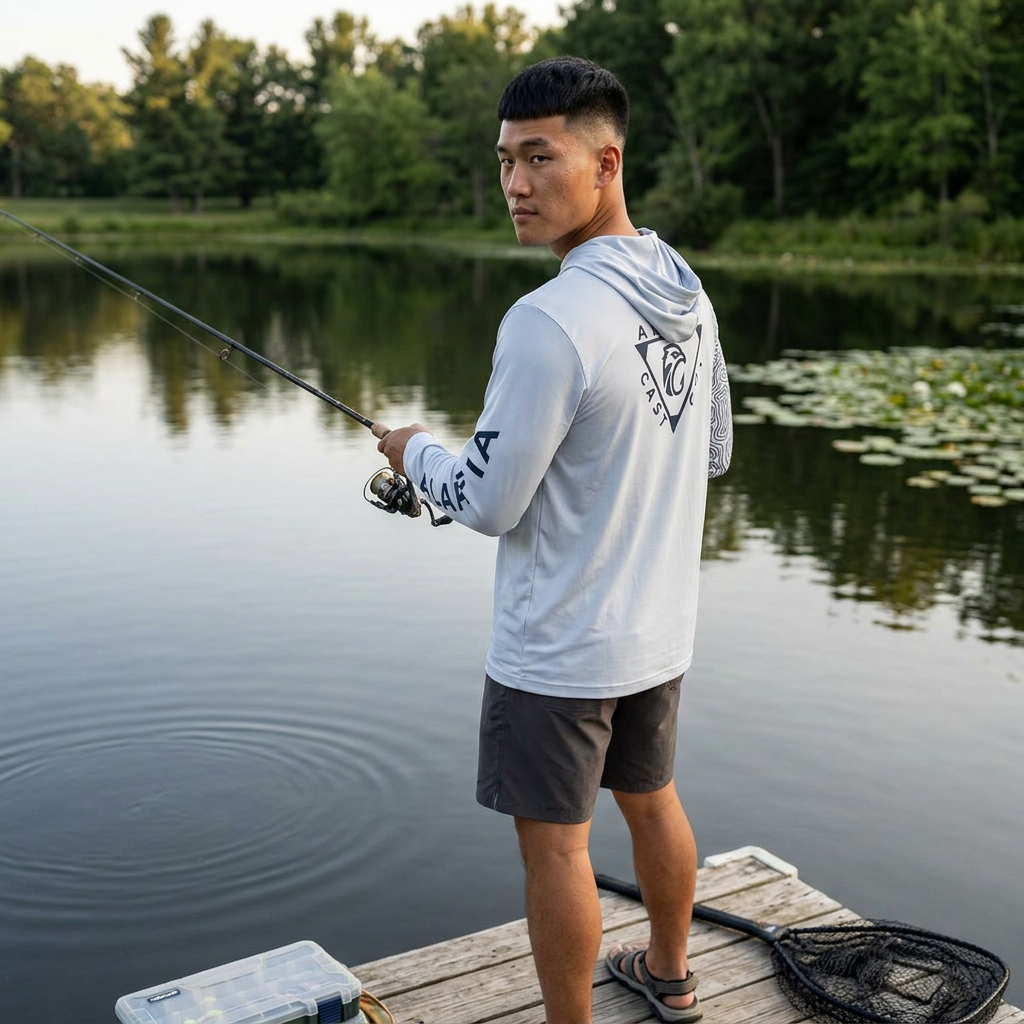 Cool Silver Performance Fishing Hoodie | UPF Sun Protection Long Sleeve Shirt | Fishing Apparel | Alafia River | Alafia Cast Co