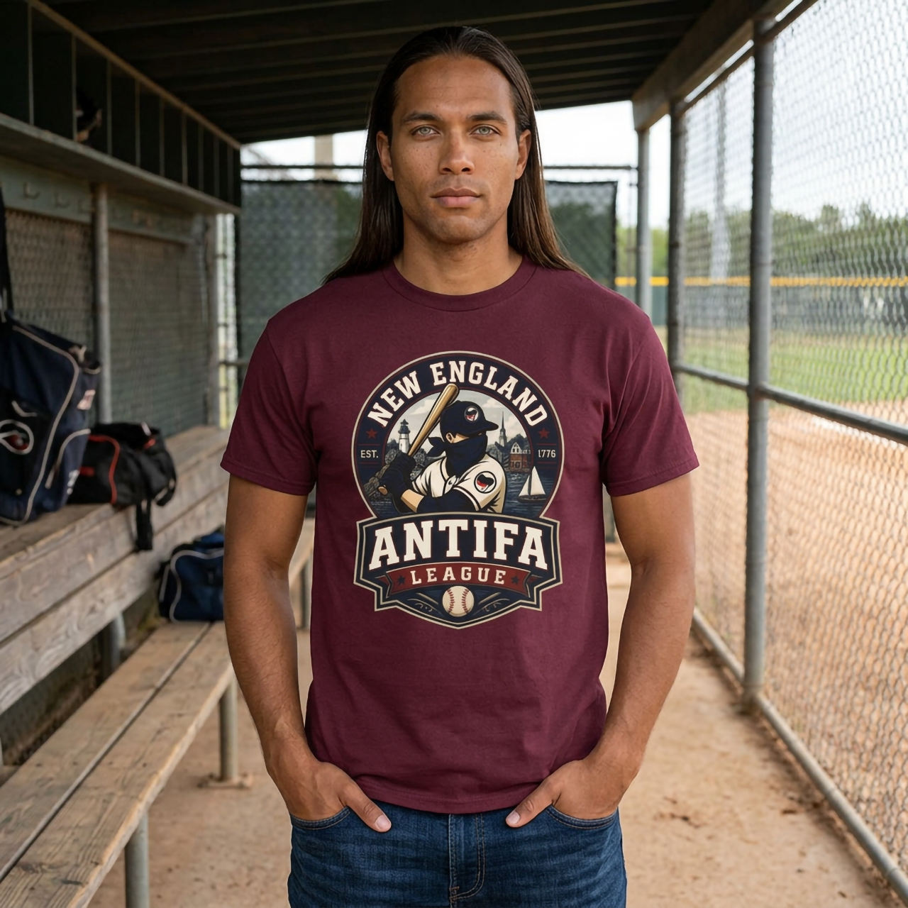 Custom Regional Baseball Tee, New England Antifa League Shirt, Personalized Name and Number Tee