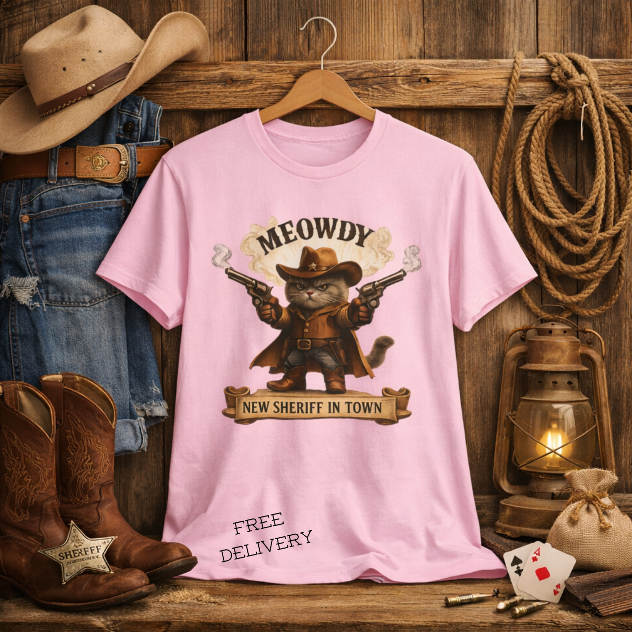 Cowboy Cat Western Graphic Tee, Fun Pet Lovers Gift, Cute Funny Animal Lover T-Shirt, Unisex Playful Humor Shirt, Casual Wear product thumbnail image Cowboy Cat Western Graphic Tee, Fun Pet Lovers Gift, Cute Funny Animal Lover T-Shirt, Unisex Playful Humor Shirt, Casual Wear product thumbnail image