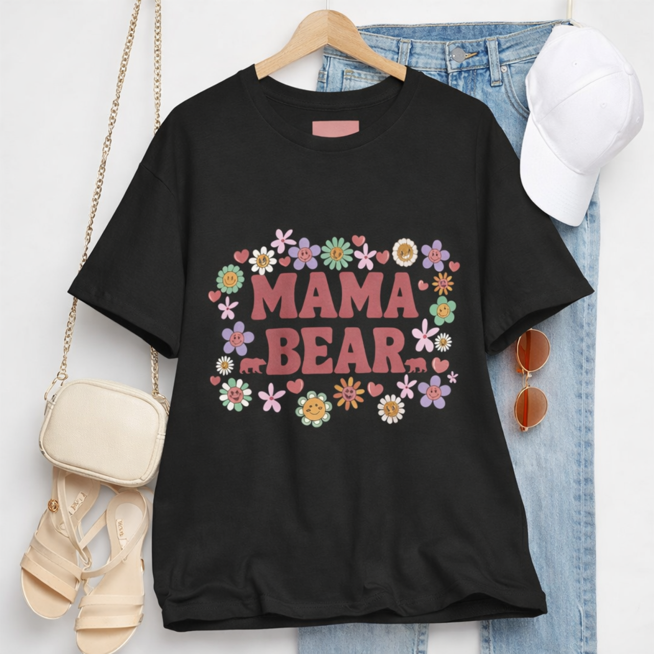Mama Bear Floral T-Shirt, Birthday Gift for Mom Shirt, Cute Mother's Day Tee, Women's Fashion product thumbnail image Mama Bear Floral T-Shirt, Birthday Gift for Mom Shirt, Cute Mother's Day Tee, Women's Fashion product thumbnail image