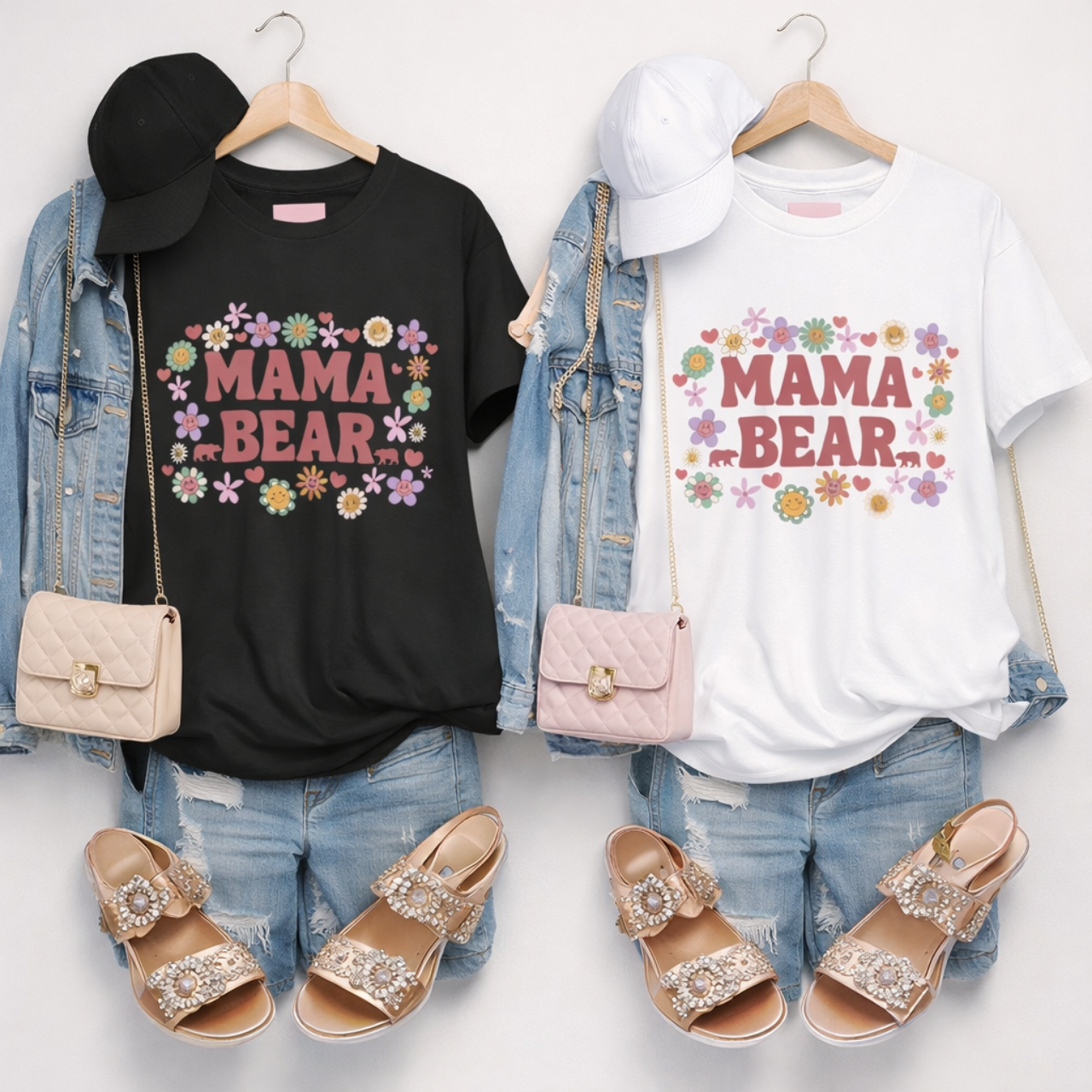 Mama Bear Floral T-Shirt, Birthday Gift for Mom Shirt, Cute Mother's Day Tee, Women's Fashion