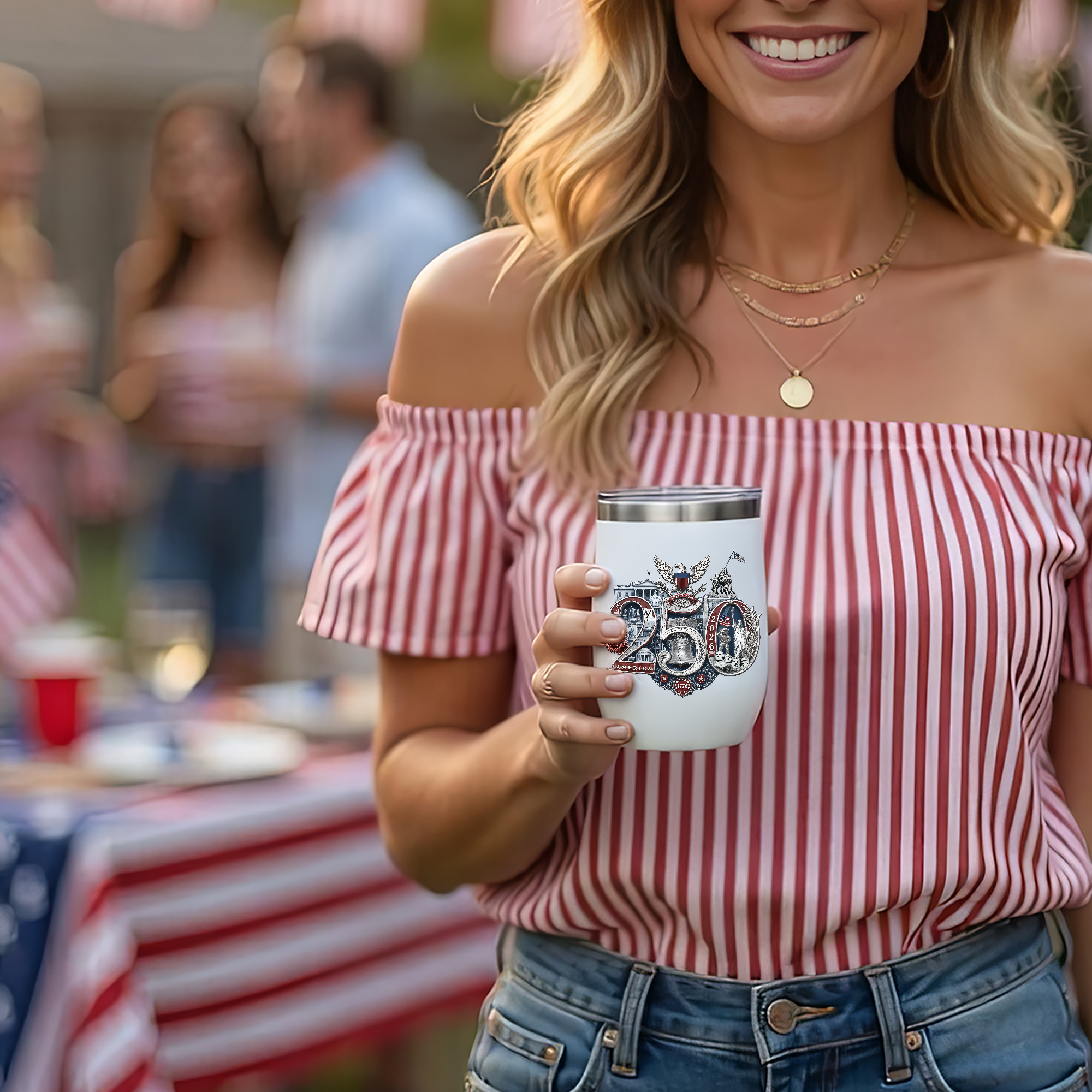 America 250 Commemorative Wine Tumbler, 12oz - Insulated w Lid, Limited Edition Hand-Crafted Silver Seal Patriotic Design product thumbnail image America 250 Commemorative Wine Tumbler, 12oz - Insulated w Lid, Limited Edition Hand-Crafted Silver Seal Patriotic Design product thumbnail image