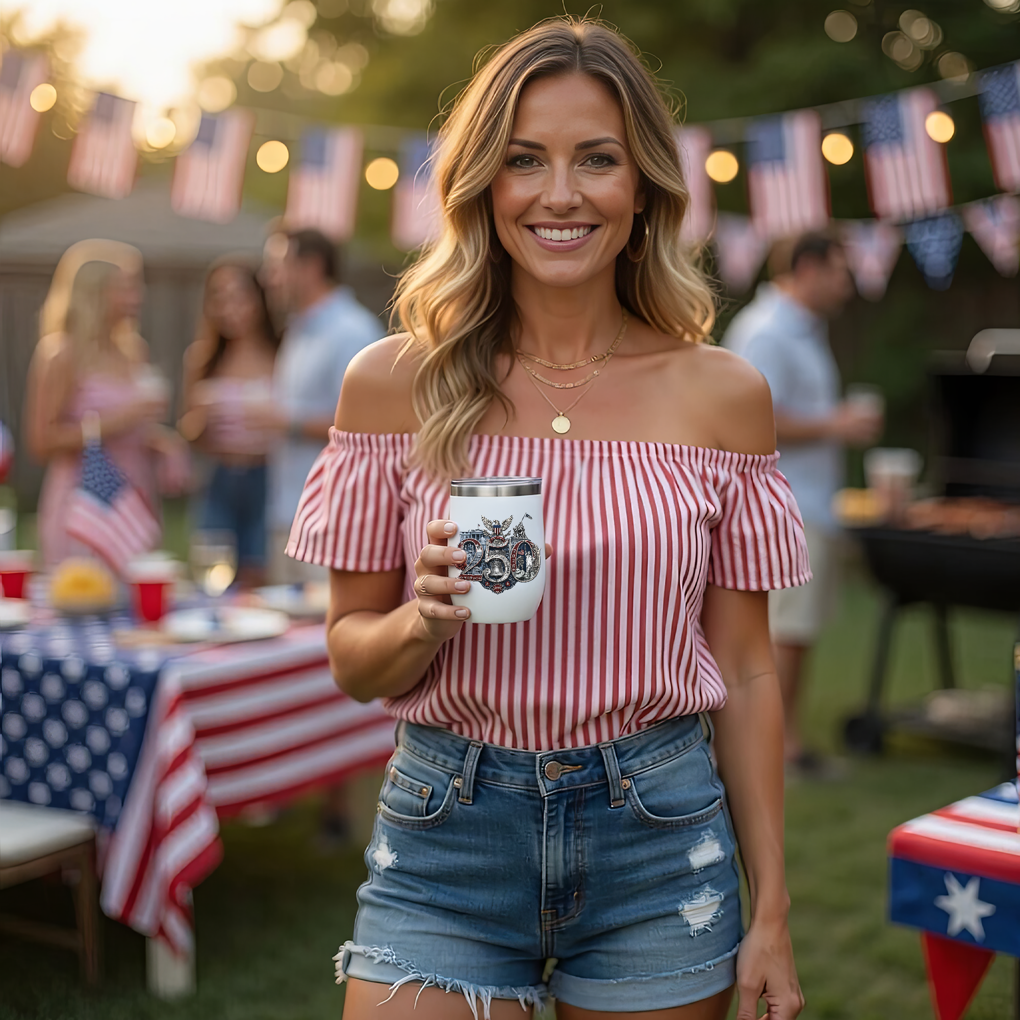 America 250 Commemorative Wine Tumbler, 12oz - Insulated w Lid, Limited Edition Hand-Crafted Silver Seal Patriotic Design product thumbnail image America 250 Commemorative Wine Tumbler, 12oz - Insulated w Lid, Limited Edition Hand-Crafted Silver Seal Patriotic Design product thumbnail image
