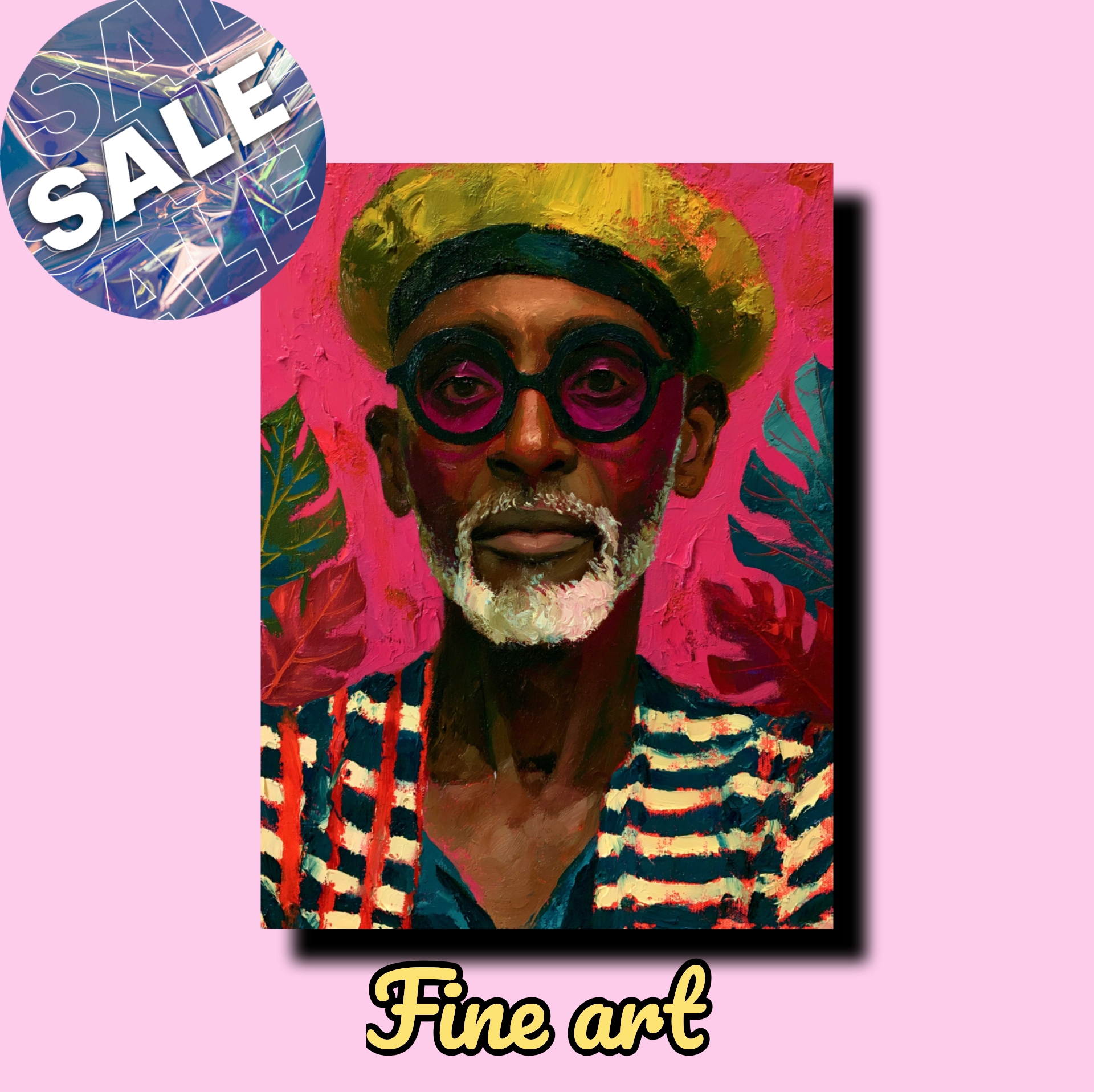 Vibrant Portrait Canvas - Colorful Elder Man Wall Art product thumbnail image