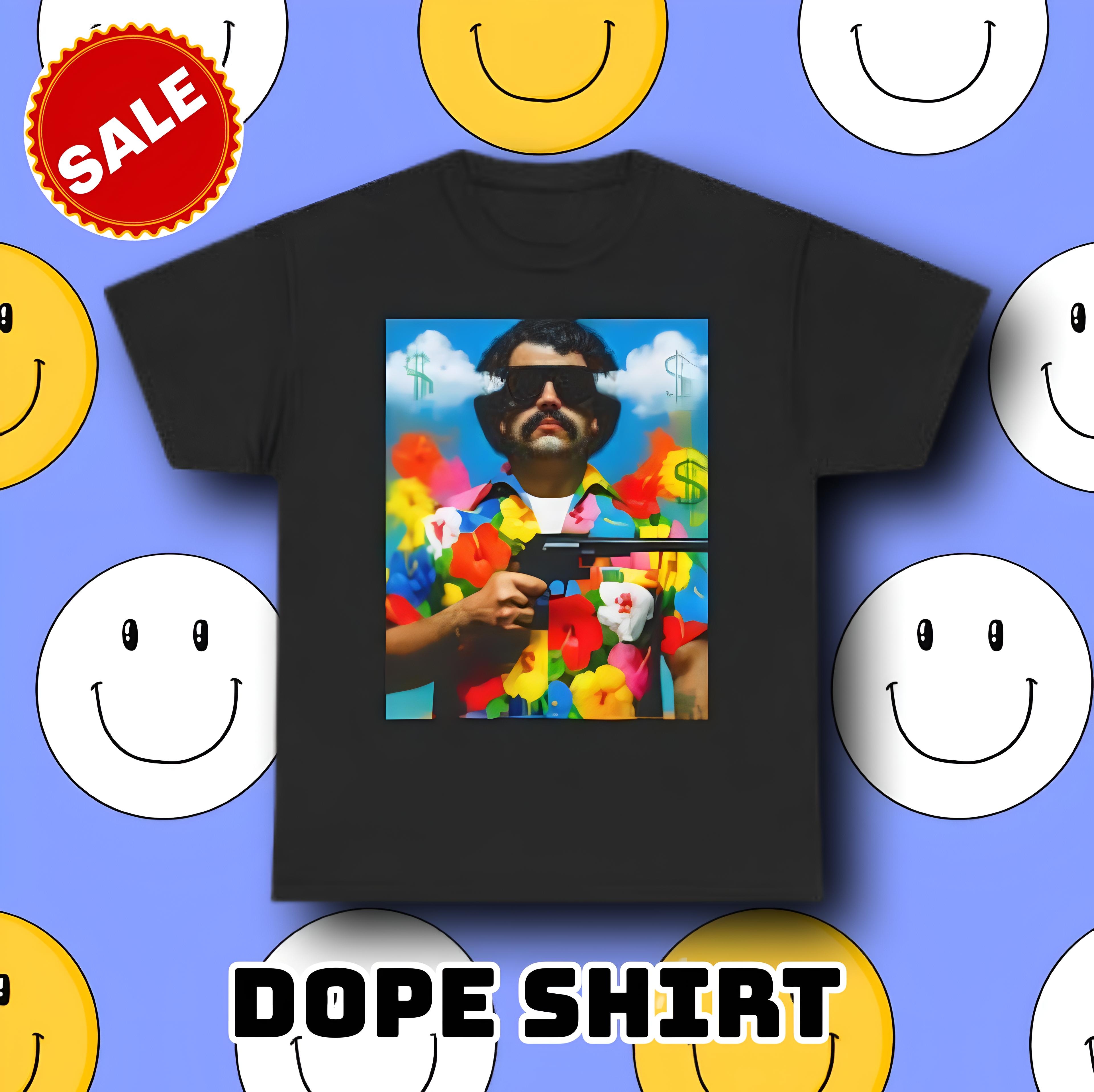Graphic Tee — Retro Floral Bandit Portrait T-Shirt product thumbnail image Graphic Tee — Retro Floral Bandit Portrait T-Shirt product thumbnail image