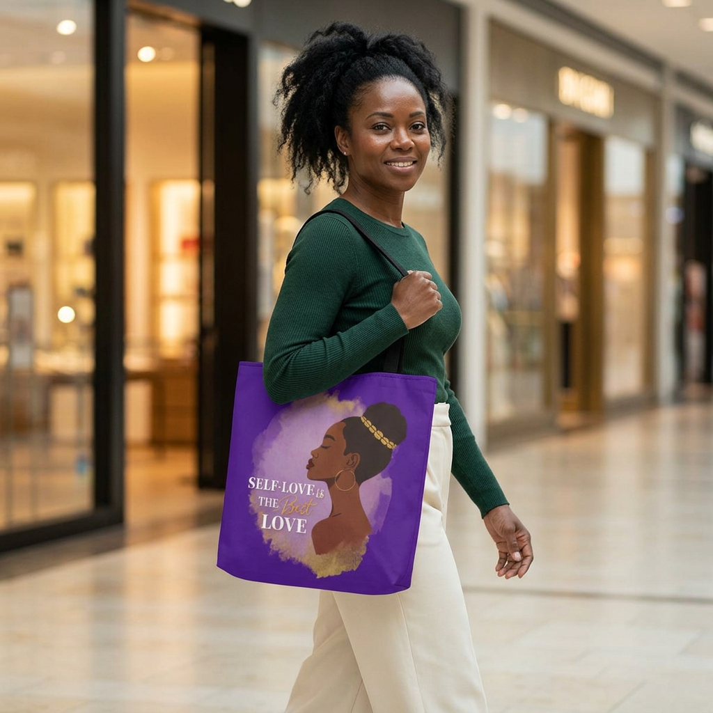 Self-Love Tote Bag — "I Choose Myself" Inspirational Purple Tote product thumbnail image