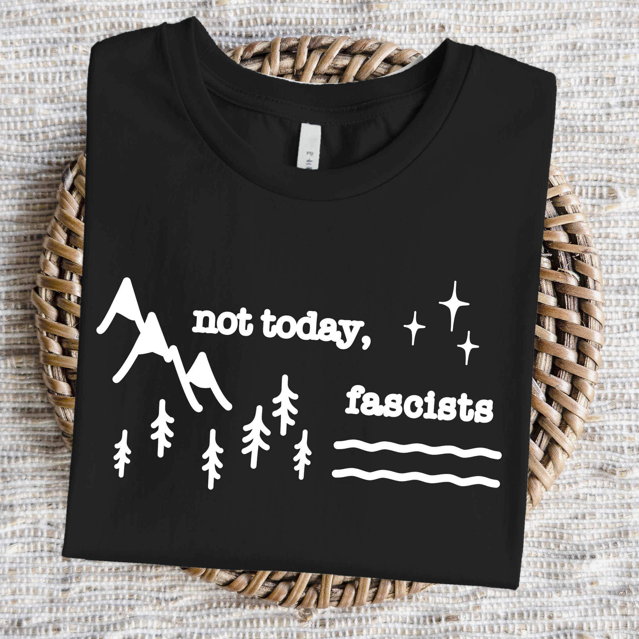 Not Today, Fascists - Solid Mountains. Resistance Gear, Activist Tee, Pro-Democracy Apparel