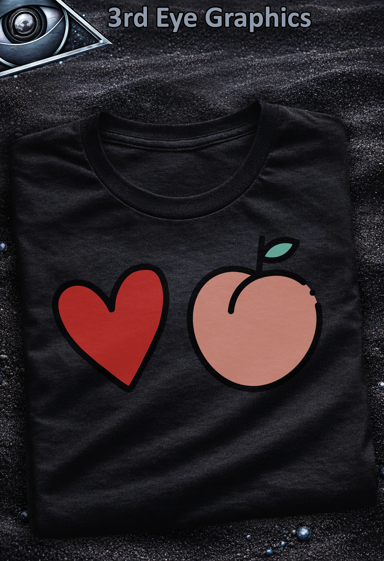 Funny Heart Peaches Adult Humor Graphic Bold Cartoon Graphic T-Shirt product thumbnail image Funny Heart Peaches Adult Humor Graphic Bold Cartoon Graphic T-Shirt product thumbnail image
