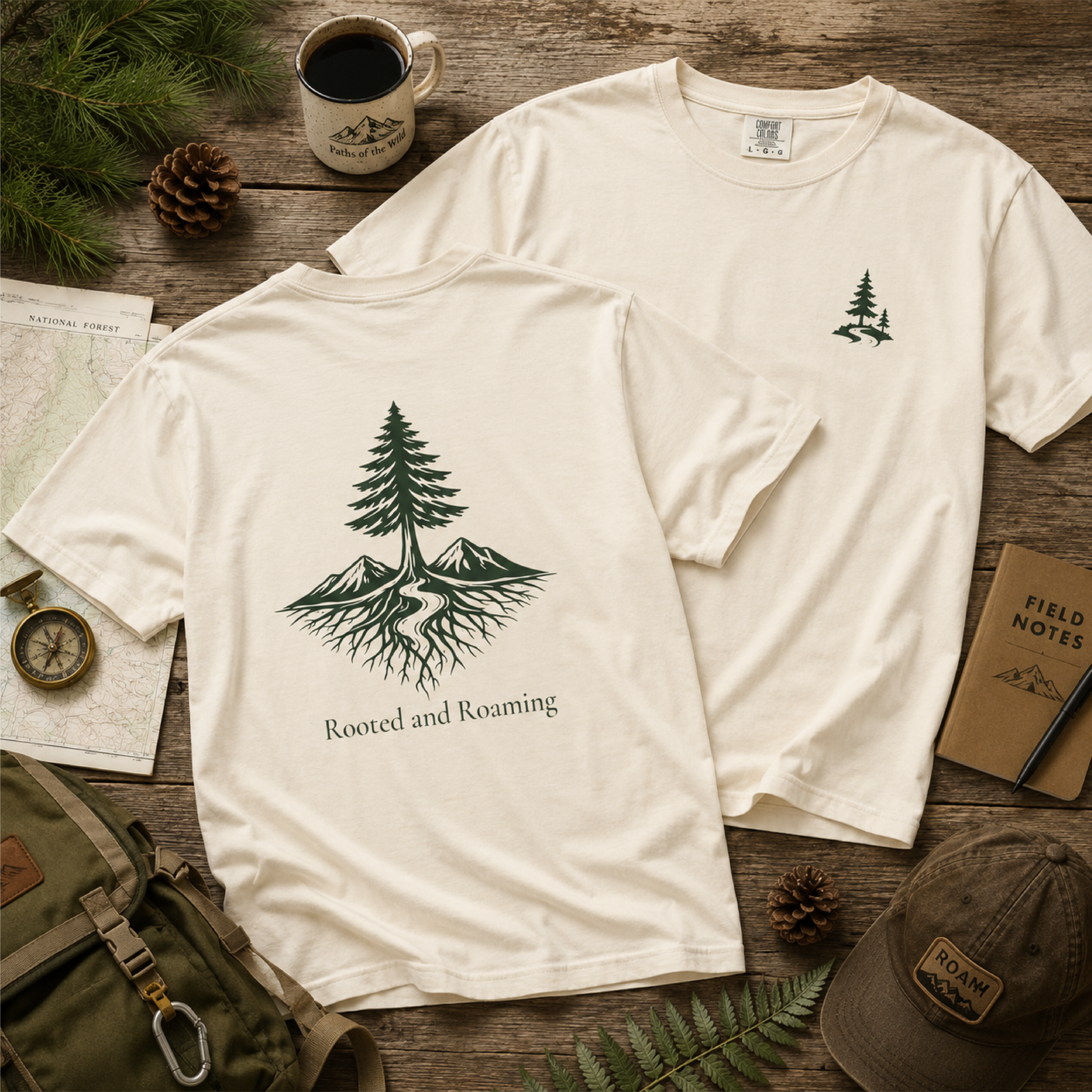 Rooted and Roaming Tee | nature hiking outdoor shirt product thumbnail image