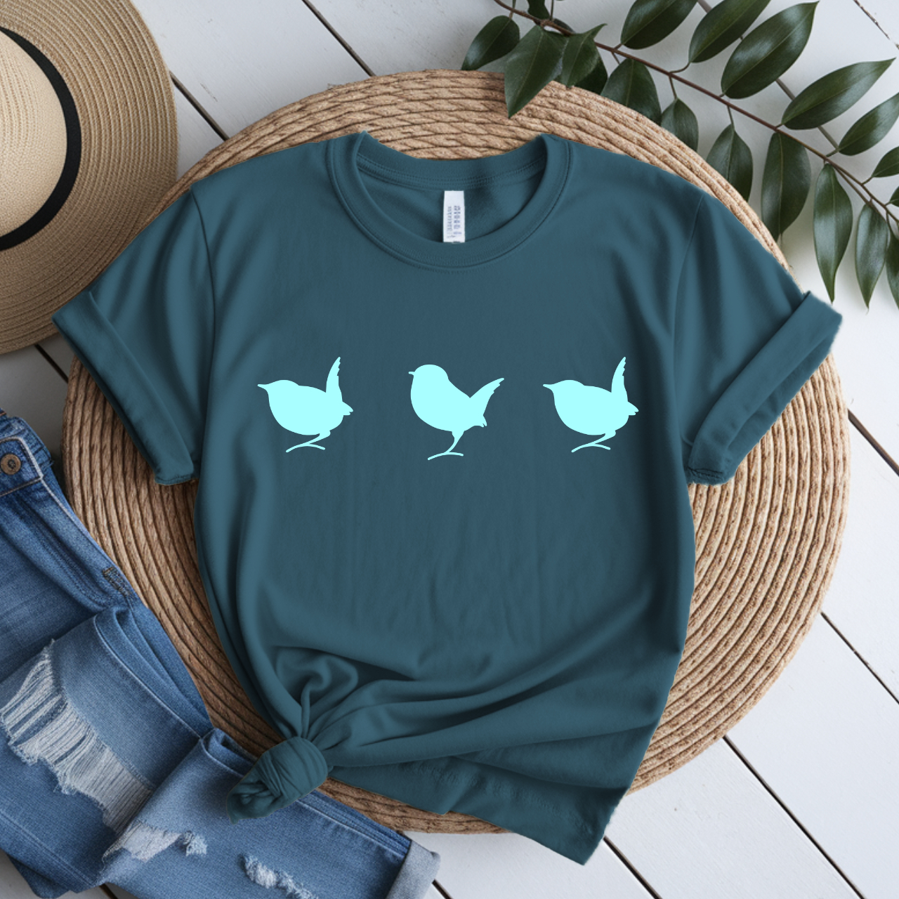 Wild Bird Silhouettes T-shirt, Winter Wrens. Bird Lover Gift, Outdoorsy Tee, Unisex Apparel product thumbnail image Wild Bird Silhouettes T-shirt, Winter Wrens. Bird Lover Gift, Outdoorsy Tee, Unisex Apparel product thumbnail image