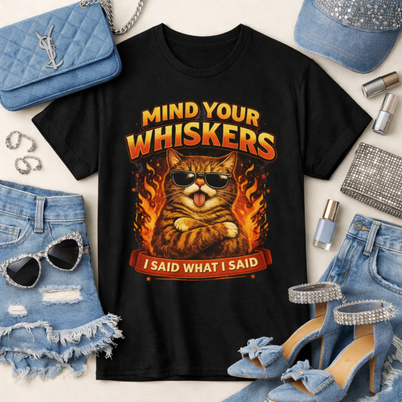 Funny Cat Whiskers Graphic Tee, Cute Tabby Illustration T-Shirt, Animal Lovers Shirt, Pet Owners Gift, Casual Unisex Fashion