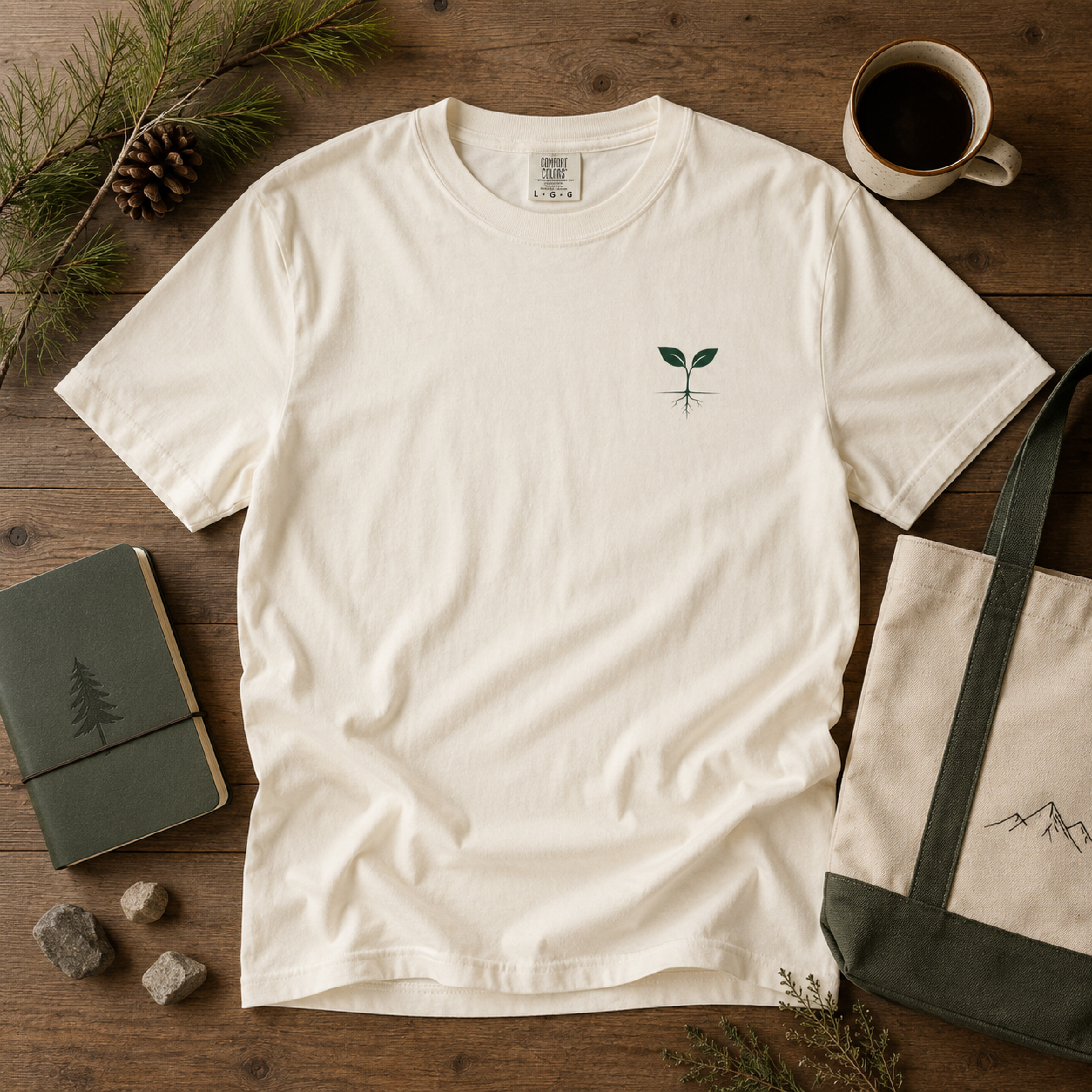 More Roots Less Noise Tee | Minimal Nature Comfort Colors Shirt product thumbnail image