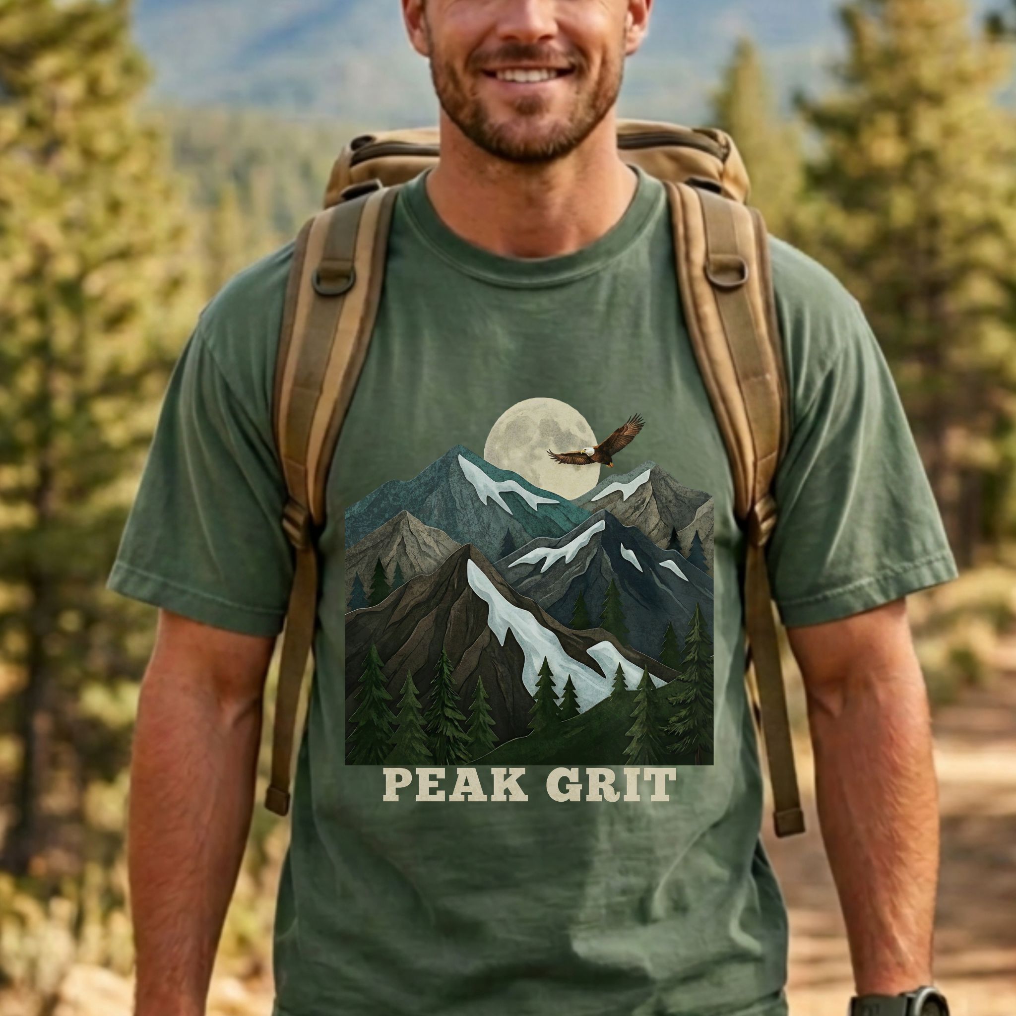 Peak Grit Mountain T-Shirt — Vintage Outdoor Adventure Tee(Comfort Colors 1717)