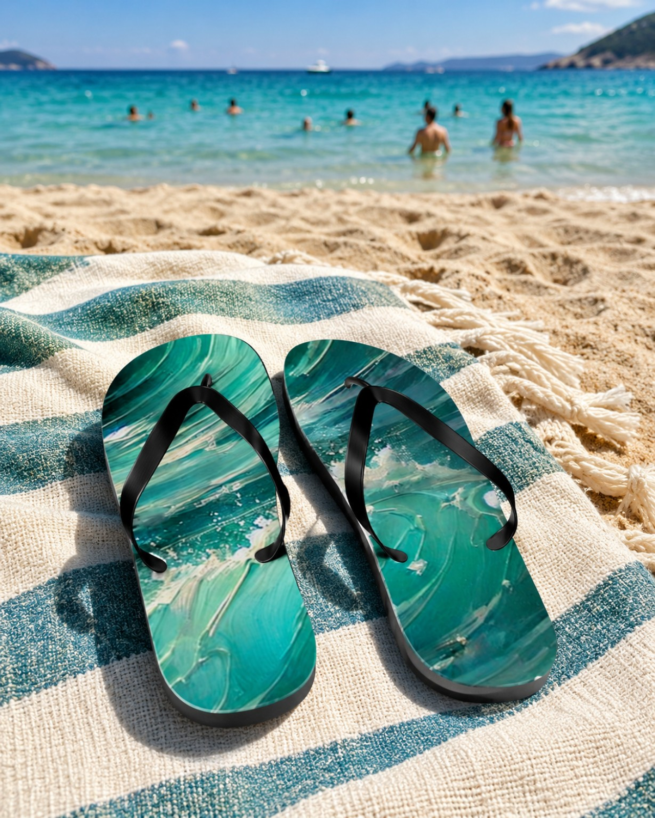 Comfortable Summer Flip Flops - Blue Waves Casual Sandals for Beach &amp; Vacation product thumbnail image