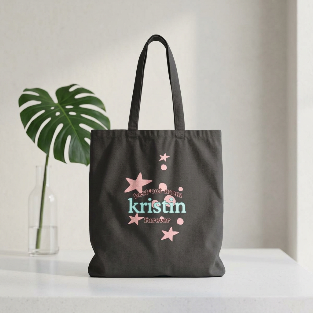 Best Cat Mom Forever Tote – Pastel Cat Parent Illustration Tote, Mother's Day Gift product thumbnail image