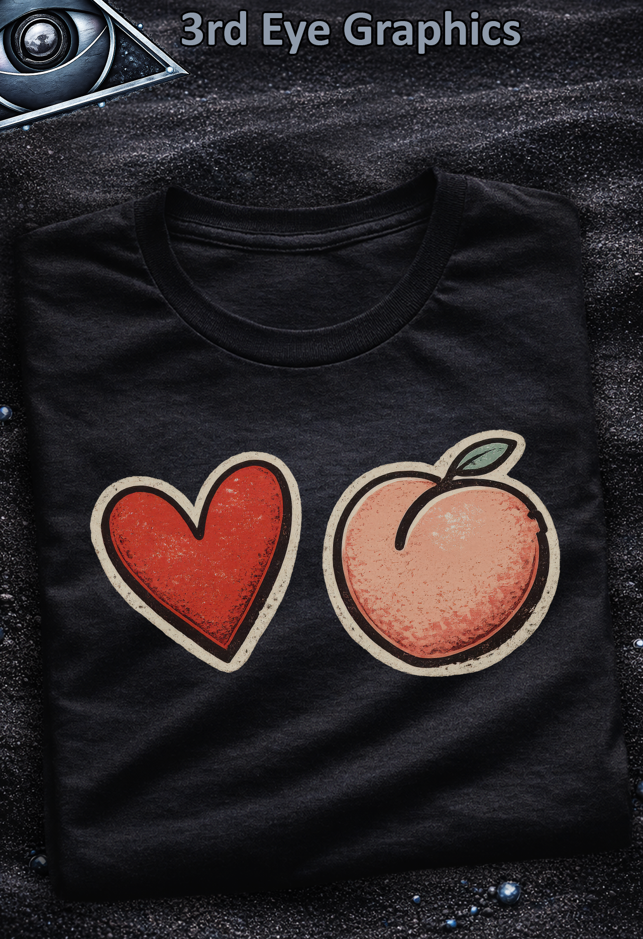 Funny Heart Peaches Adult Humor Vintage Love Women // Graphic T-Shirt 