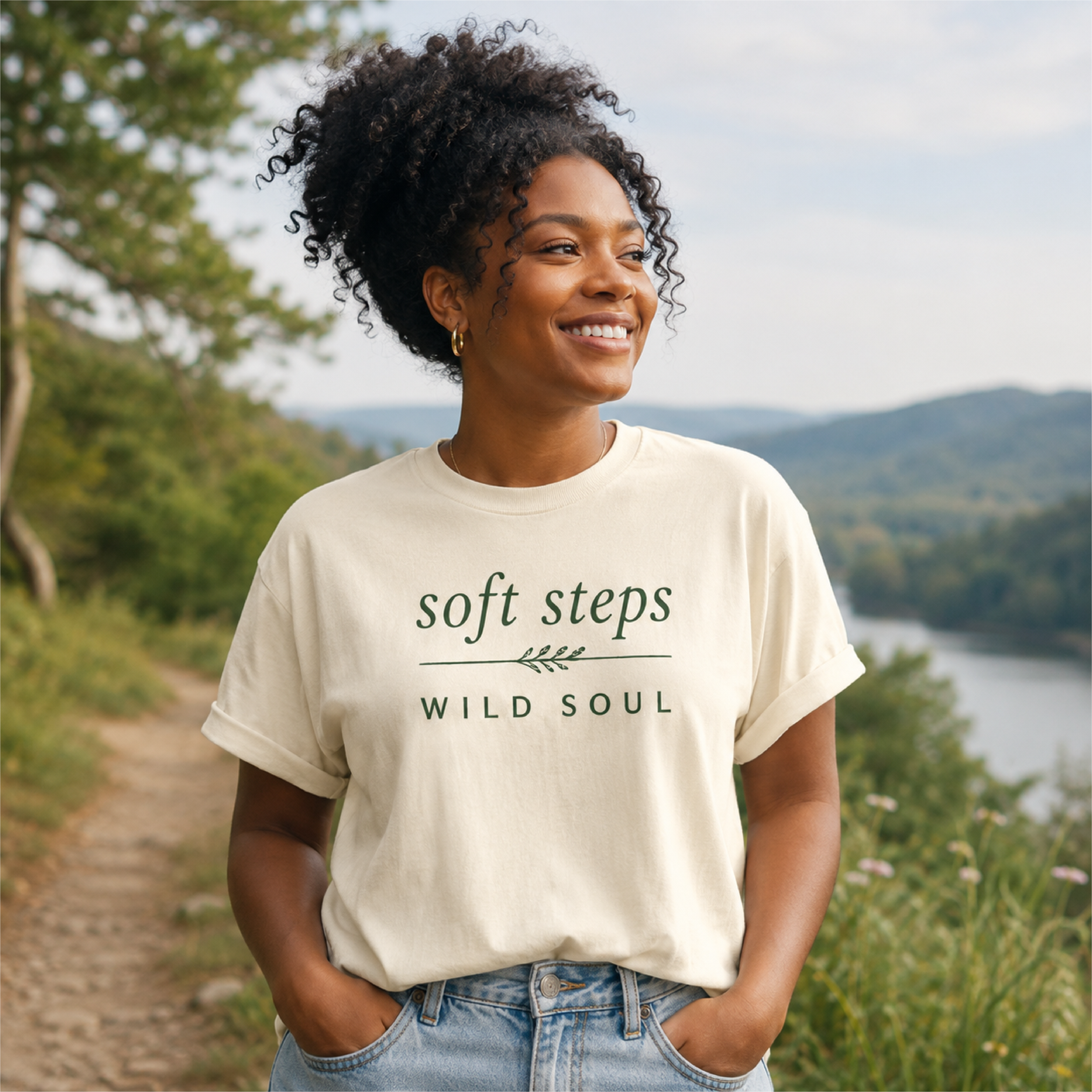 Soft Steps Wild Soul Tee | Minimal Nature Shirt | Comfort Colors Outdoor T-Shirt product thumbnail image