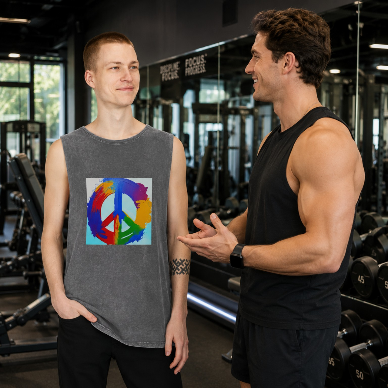 Unisex Stonewash Tank Top - Vibrant Colorful Peace Design product thumbnail image