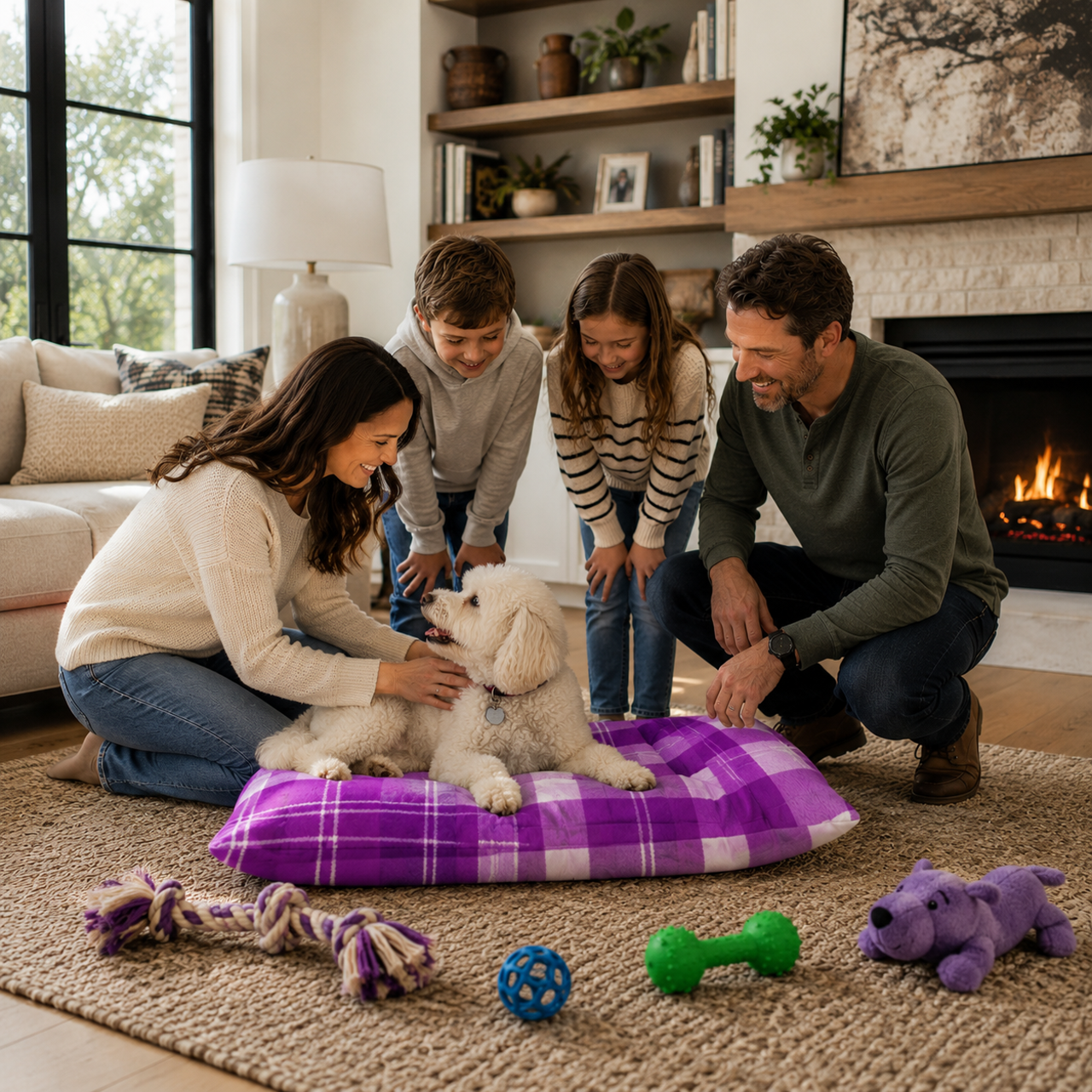 Purple and White Plaid Pet Bed for Small Dogs & Cats product thumbnail image Purple and White Plaid Pet Bed for Small Dogs & Cats product thumbnail image