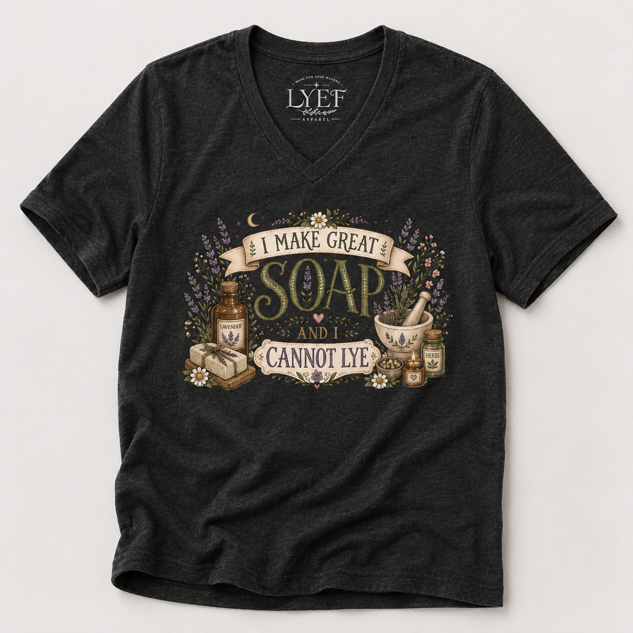 I Make Great Soap and I Cannot Lye V-Neck Tee product thumbnail image