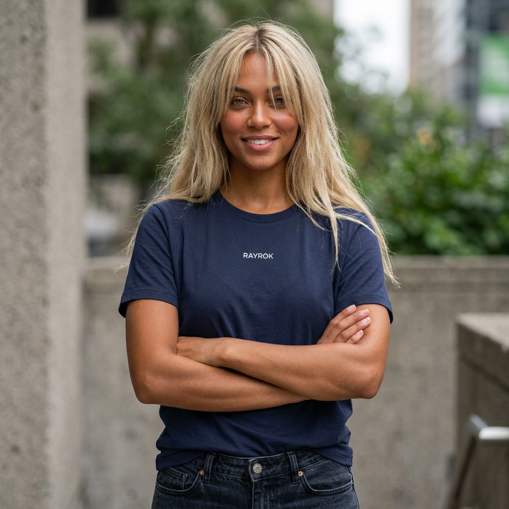 Rayrok embroidered small text tee | Minimalist city name T-shirt
