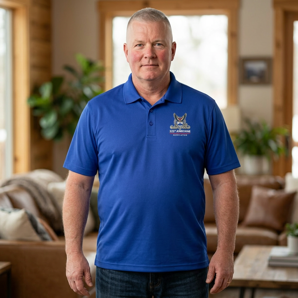 NEW LOGO! Men's Polo Shirt - 325th Airborne Association Performance Polo product thumbnail image NEW LOGO! Men's Polo Shirt - 325th Airborne Association Performance Polo product thumbnail image