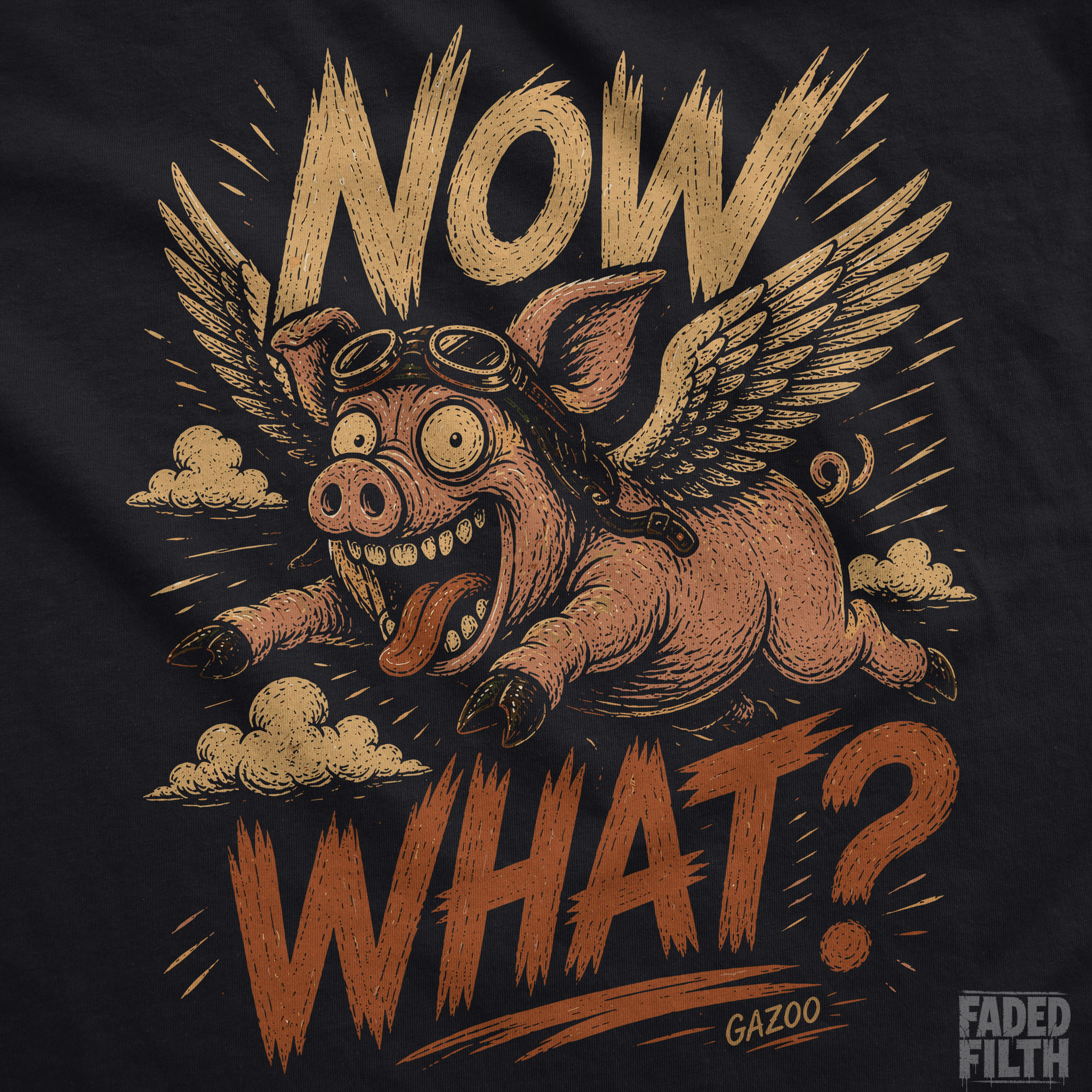 Now What? Flying Pig Unisex T-Shirt product thumbnail image Now What? Flying Pig Unisex T-Shirt product thumbnail image