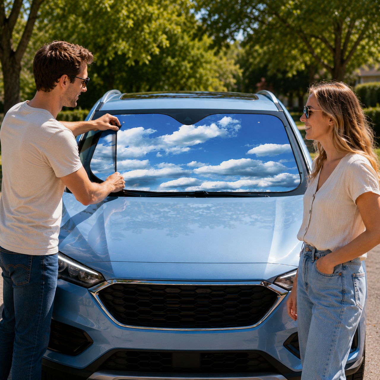 Sky Clouds Car Sun Shade – UV Protection for Windshields product thumbnail image