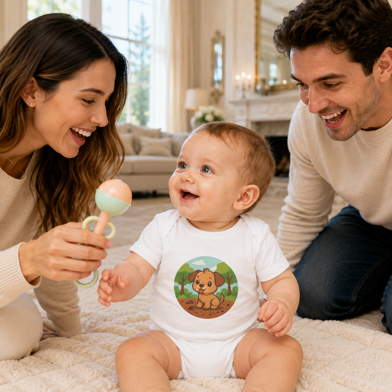 Cute Puppy Infant Jersey One Piece product thumbnail image