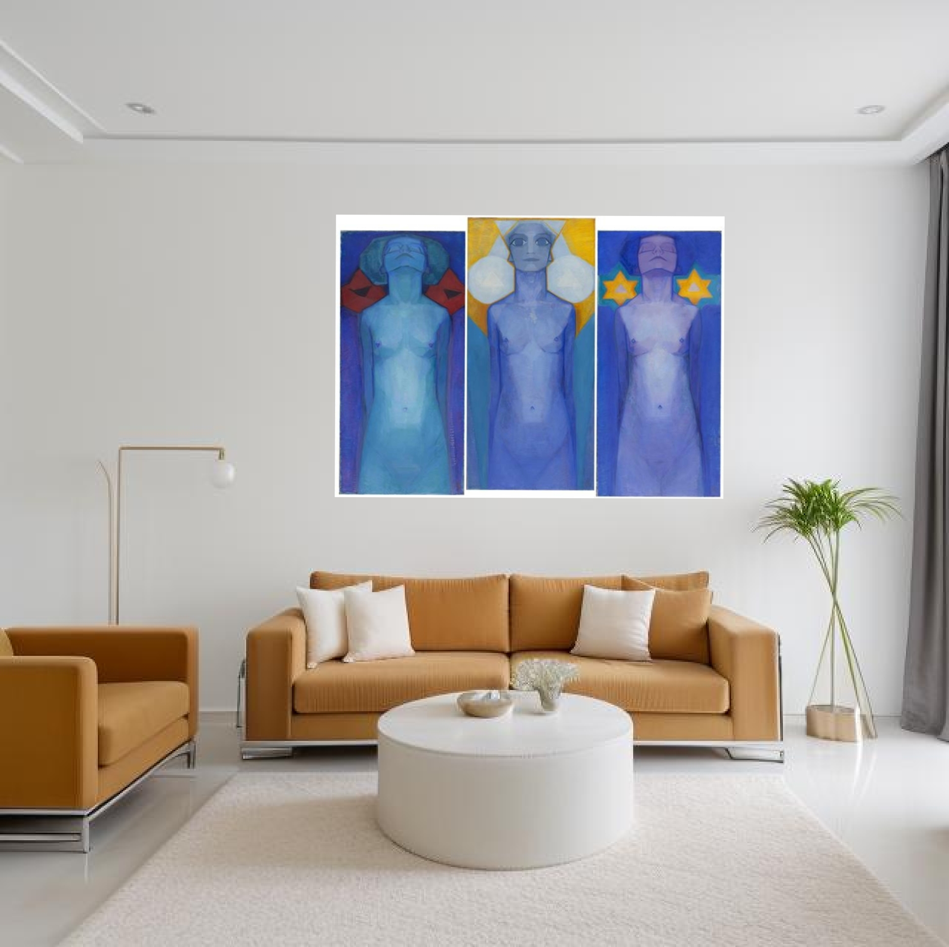 Triptych Blue Figure Art Poster — Modern Abstract Wall Decor product thumbnail image