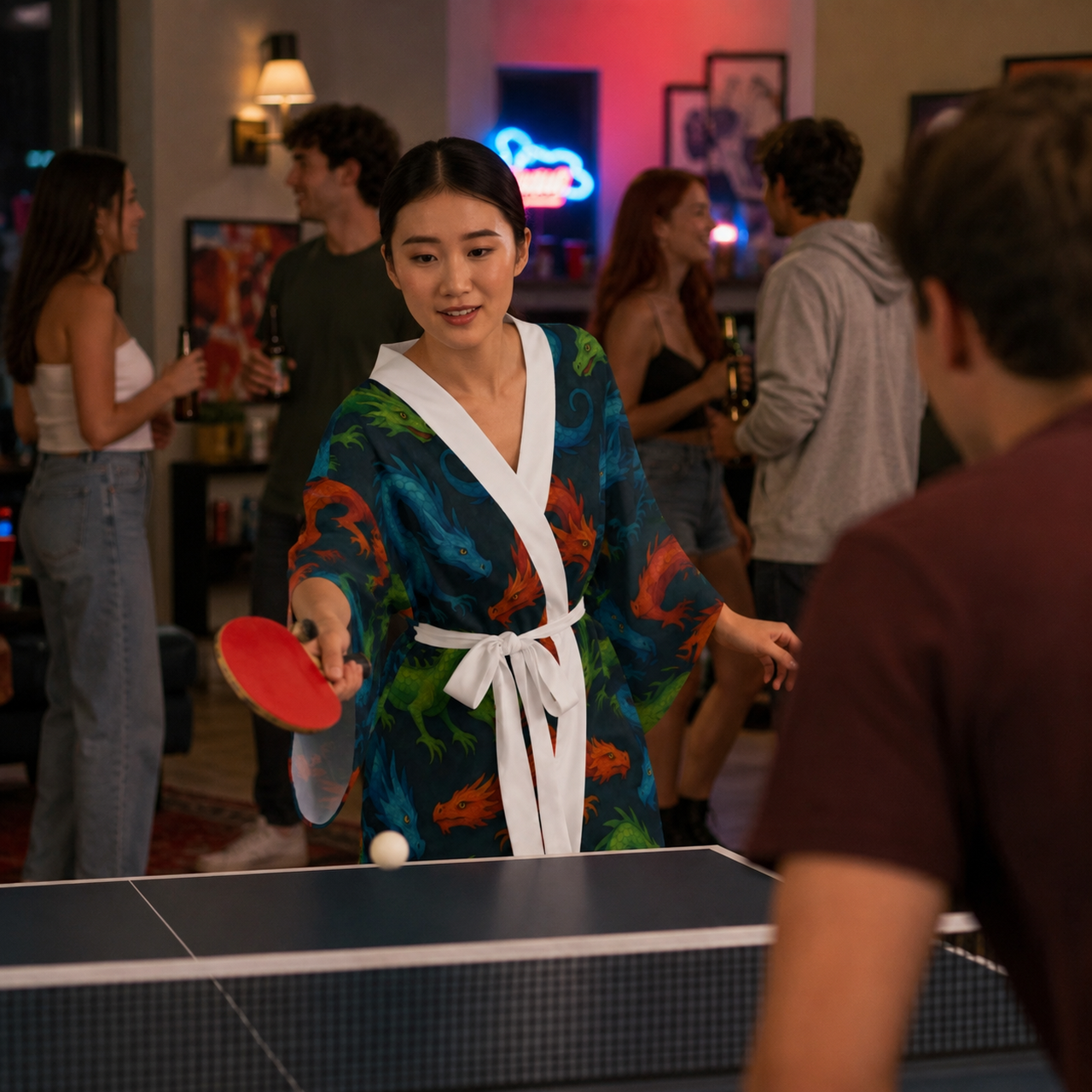 Dragons Print Long Sleeve Kimono Robe product thumbnail image Dragons Print Long Sleeve Kimono Robe product thumbnail image