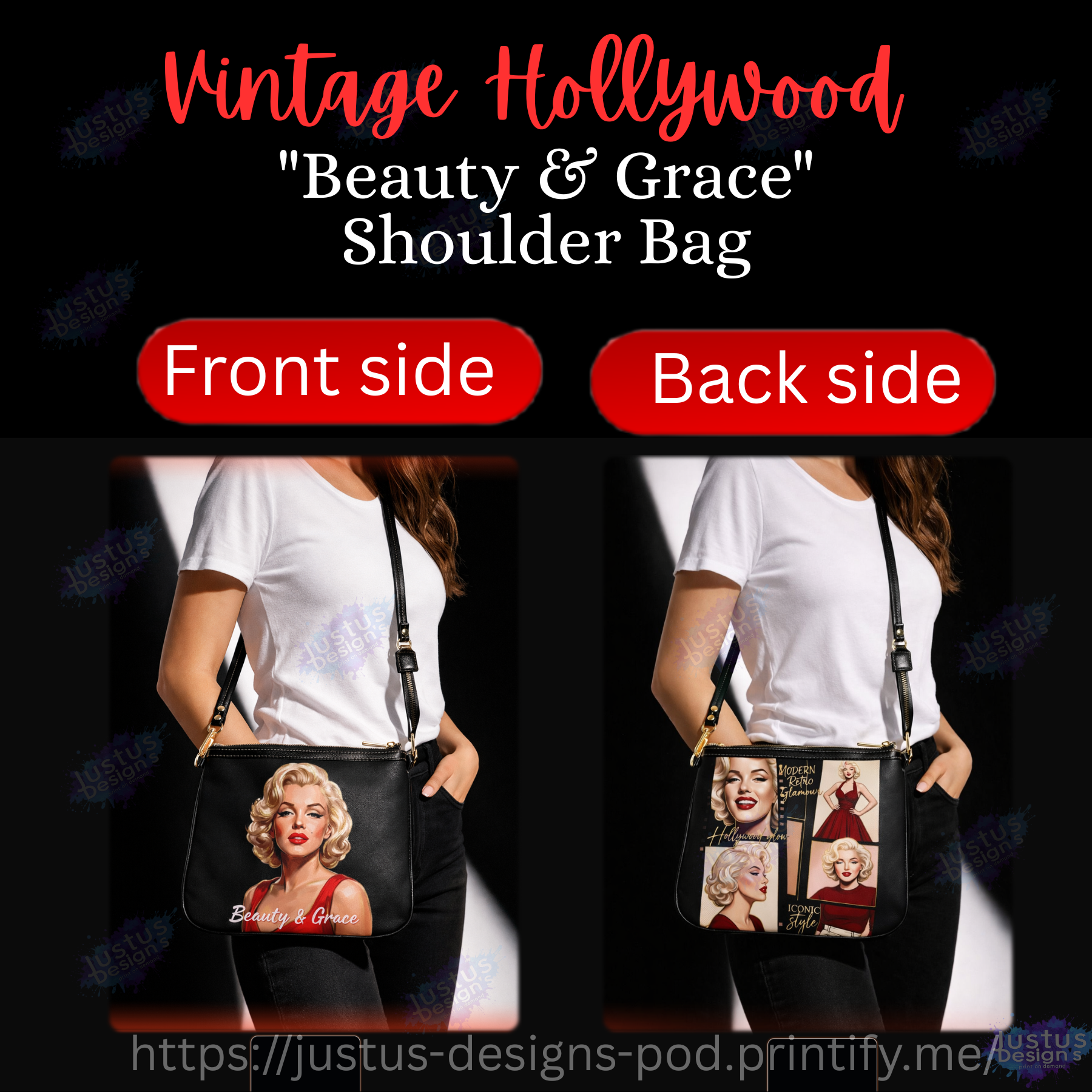 Vintage Glam Shoulder Bag - Retro Hollywood Portraits product thumbnail image