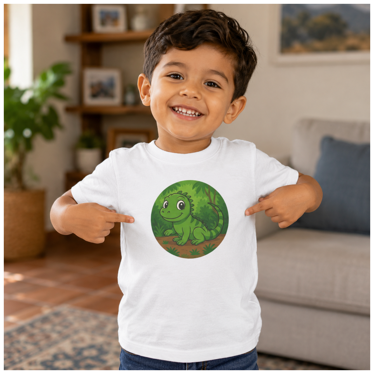 Cute Lizard Toddler Tee - Playful Jersey T-Shirt for Kids
