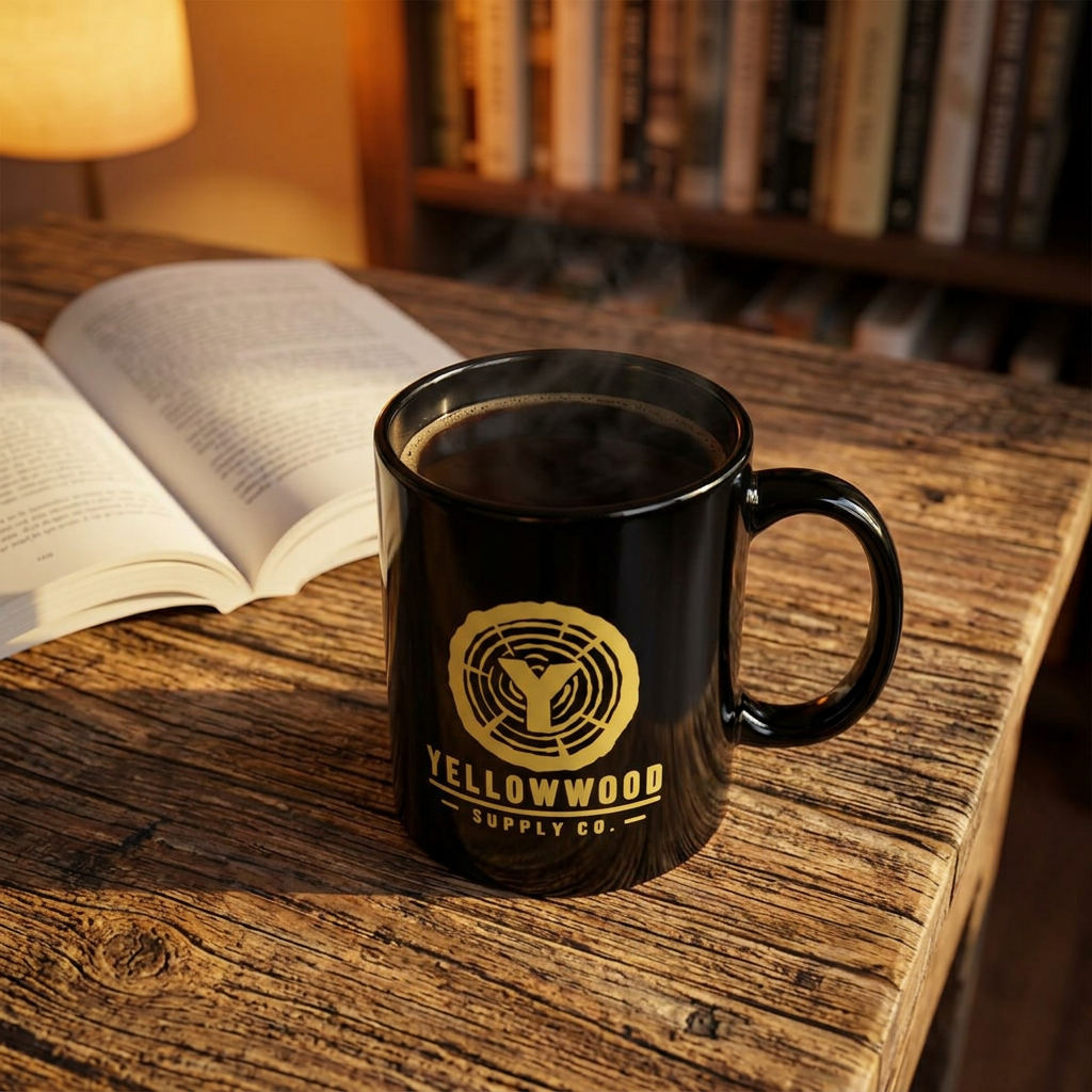 YellowWood Supply Co. Black Coffee Mug – Rustic Logo 11oz/15oz
