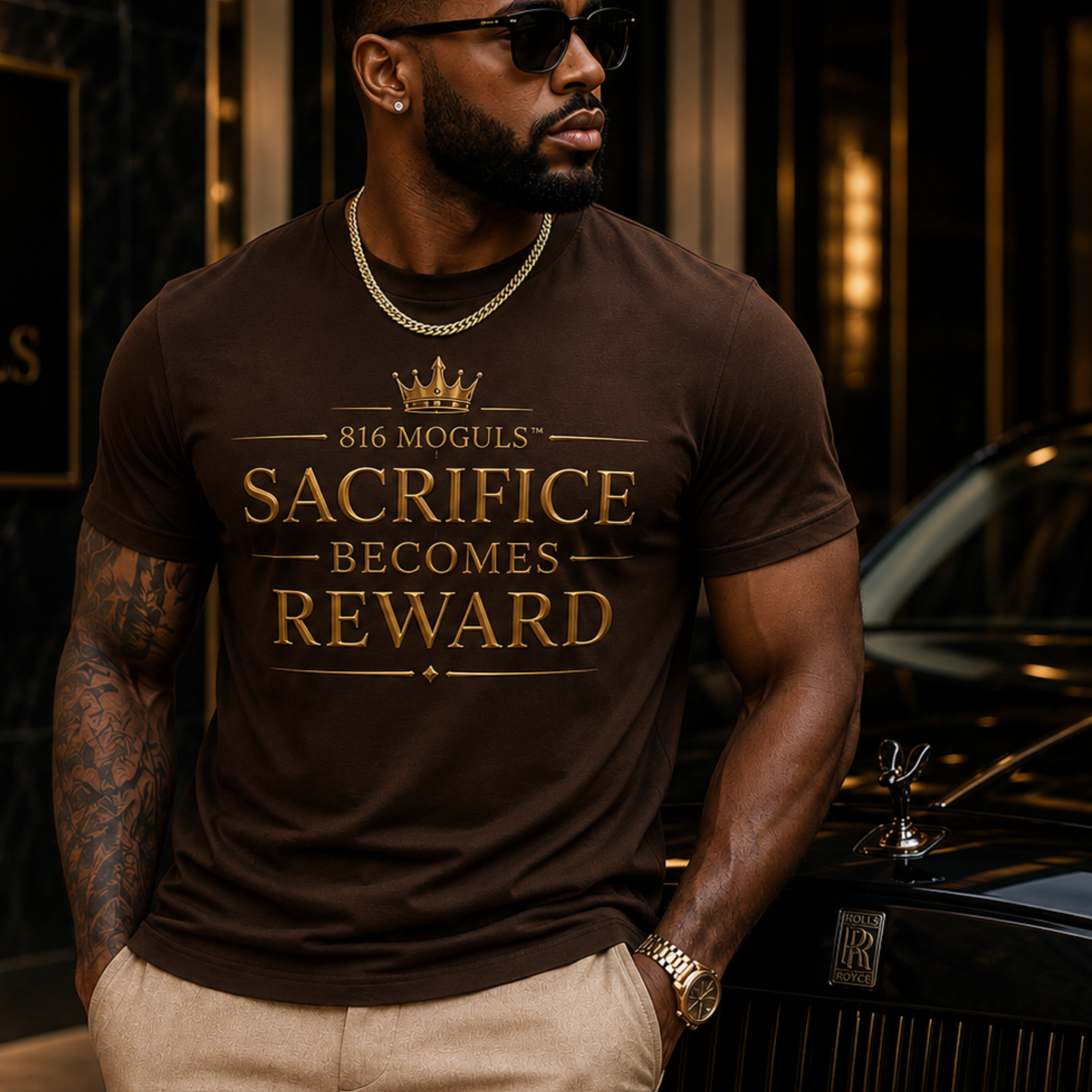 T-Shirt — "Sacrifice Becomes Reward" Motivational Graphic Tee
