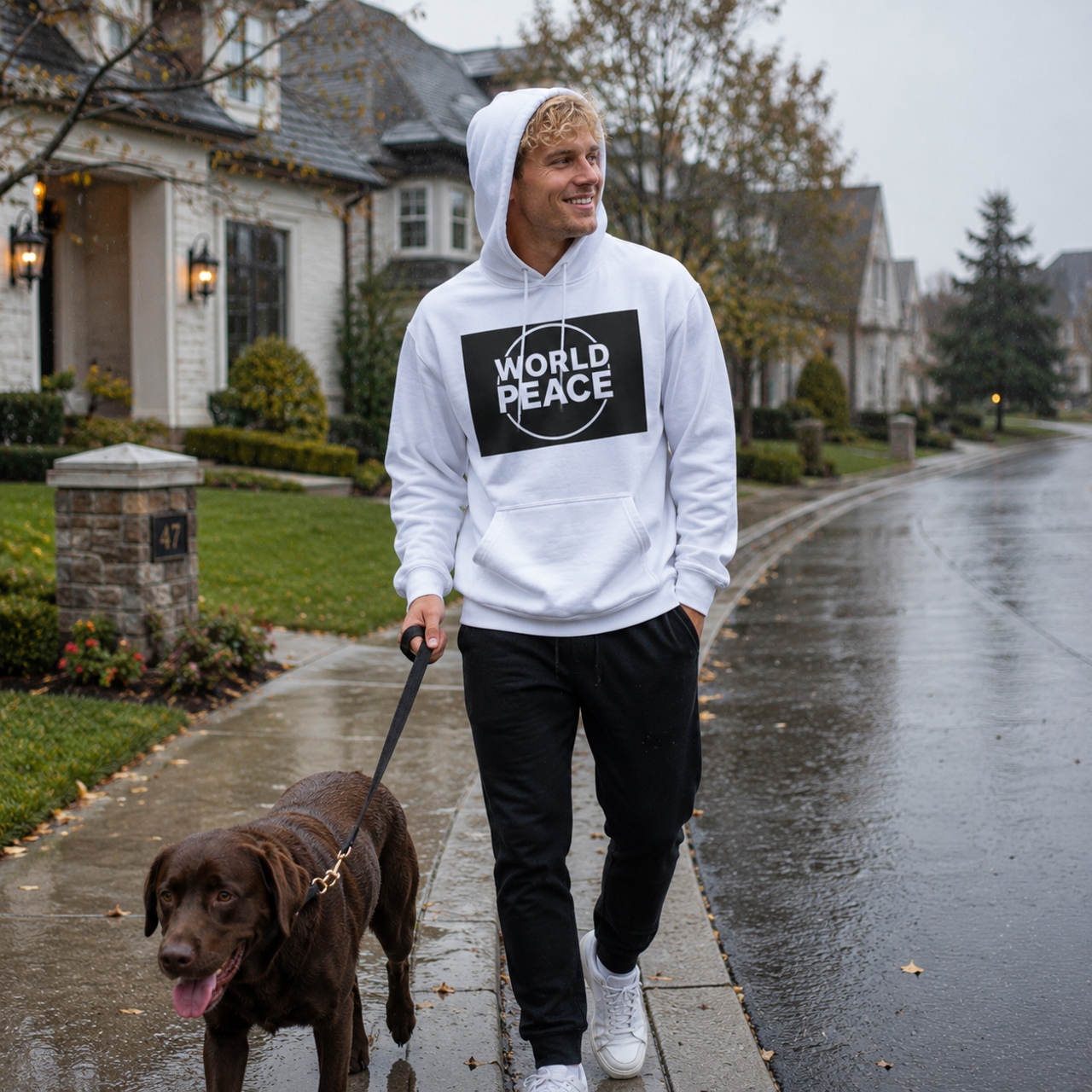Unisex Fleece Hoodie with World Peace Design - Comfortable and Stylish product thumbnail image Unisex Fleece Hoodie with World Peace Design - Comfortable and Stylish product thumbnail image