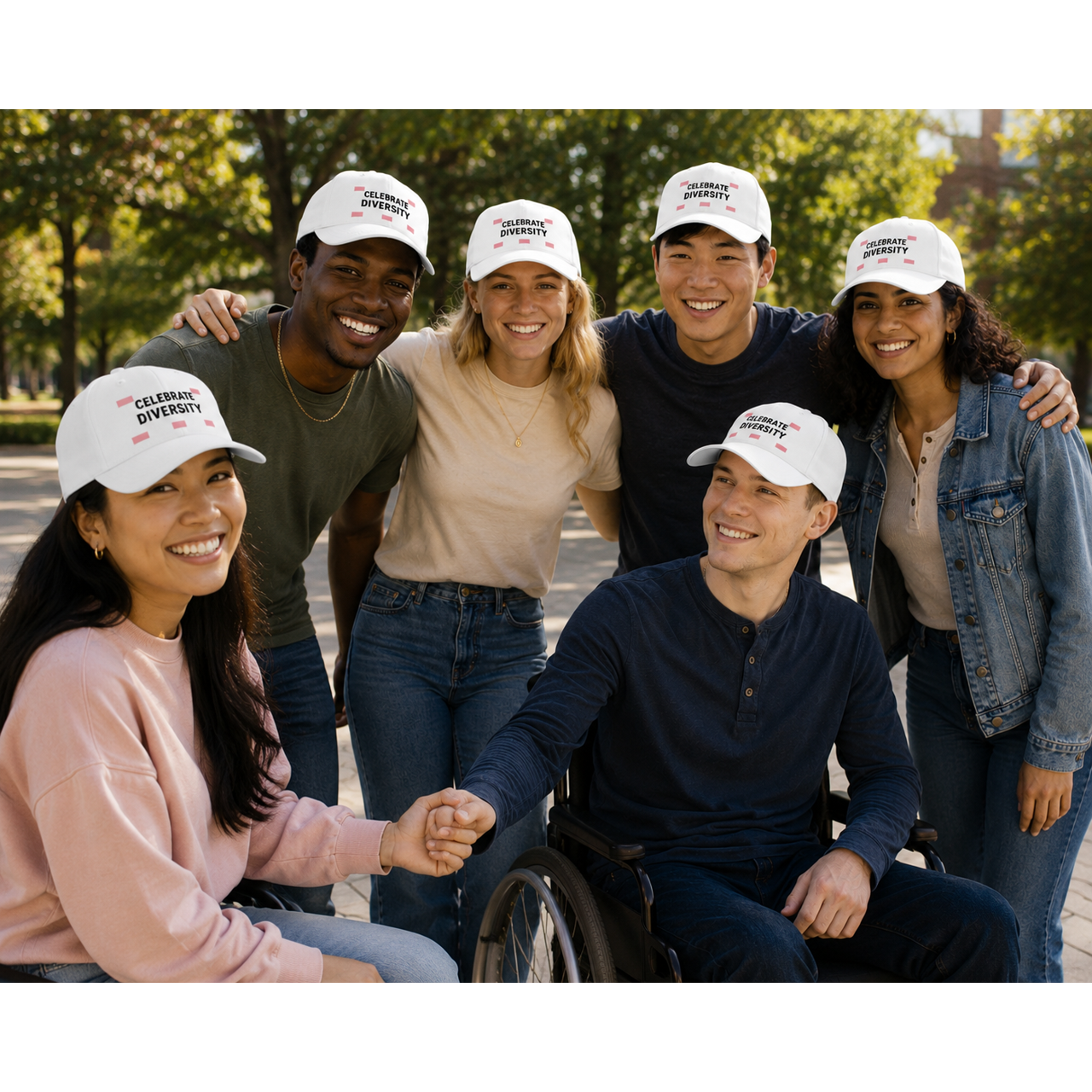 Celebrate Diversity Baseball Cap - White Low Profile Hat