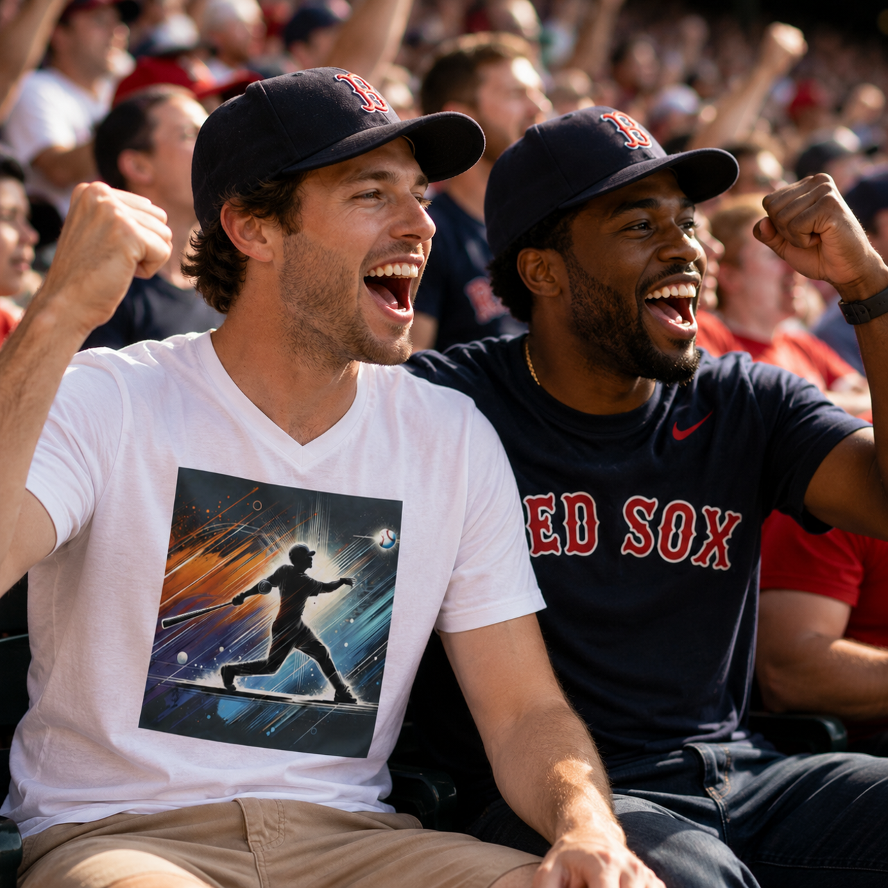 Men's Fitted V-Neck Tee - Artistic Baseball Player Print product thumbnail image Men's Fitted V-Neck Tee - Artistic Baseball Player Print product thumbnail image