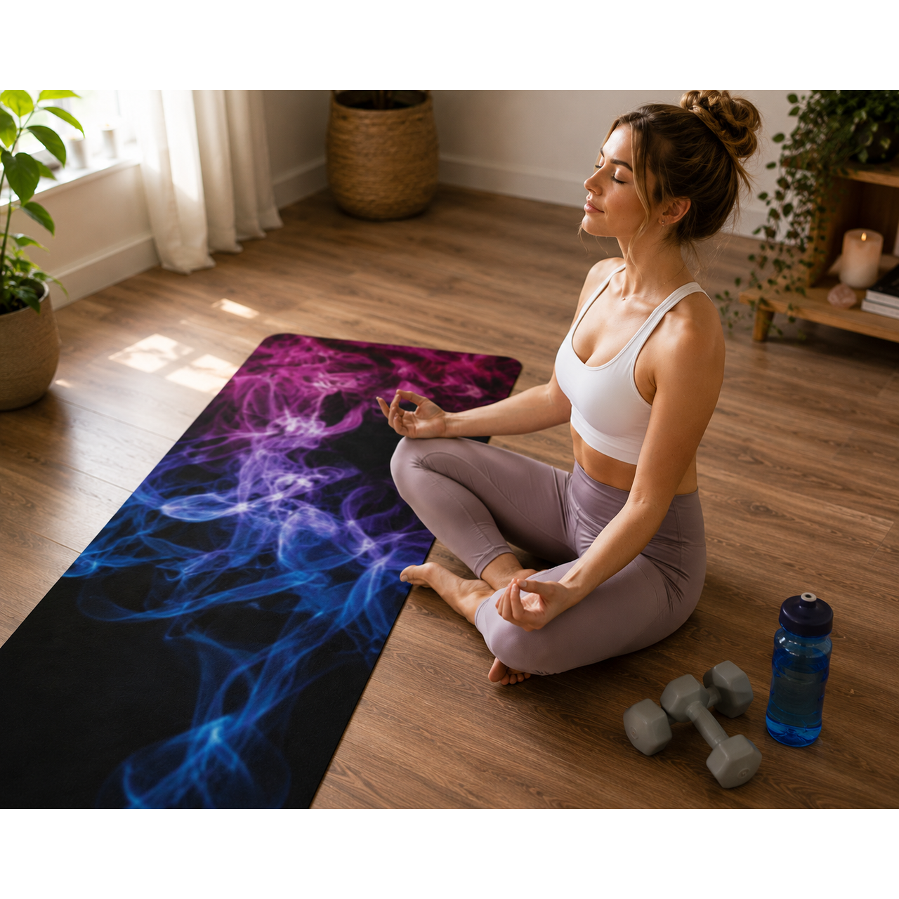 Smoke Effect Rubber Yoga Mat - Non-Slip Exercise Mat for Home Gym &amp; Fitness