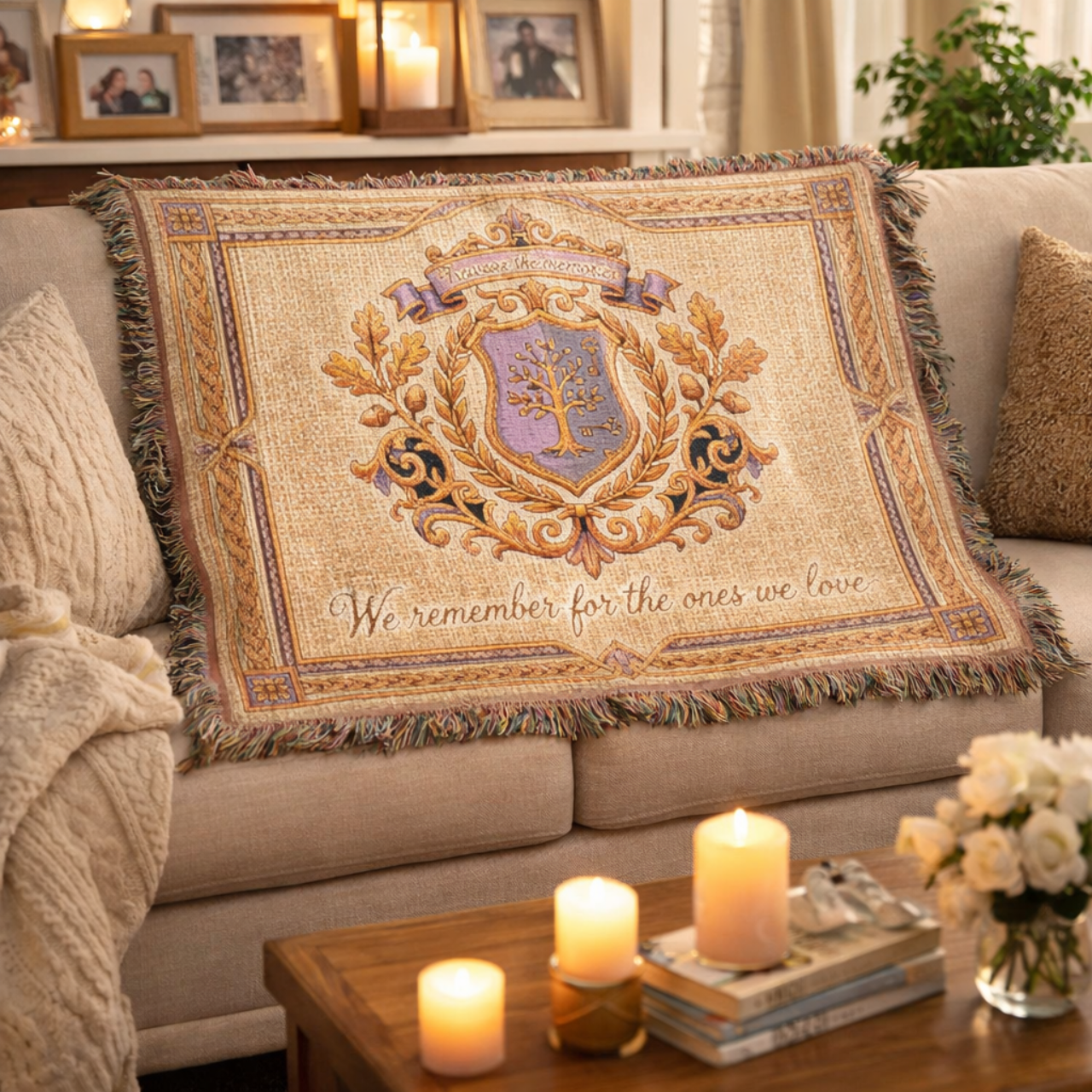 Alzheimer's Awareness Woven Throw Blanket — "Treasure the Memories" Comfort Throw product thumbnail image Alzheimer's Awareness Woven Throw Blanket — "Treasure the Memories" Comfort Throw product thumbnail image